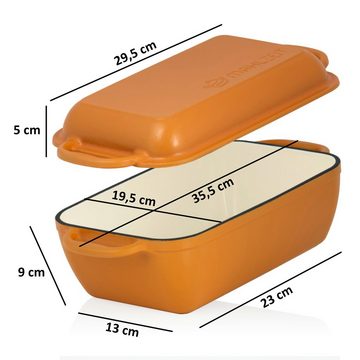 Mahlzeit Bräter Bräterset 3-teilig, Sunny Orange, 10,8 Liter, 4,8 Liter, 1,6 L, Gusseisen (Set, Bräterset 3-teilig)