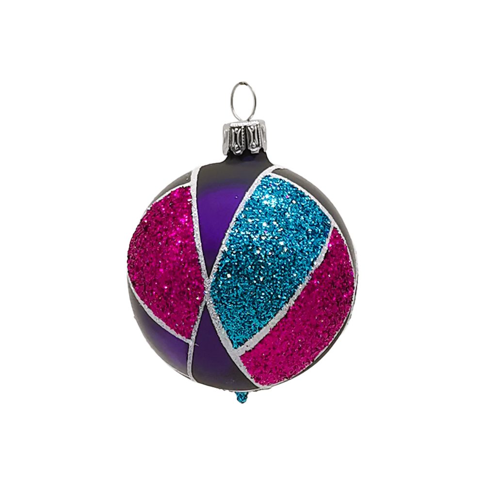 Weihnachtsbaumkugel Christbaumkugel mundgeblasen lila / pink / blau