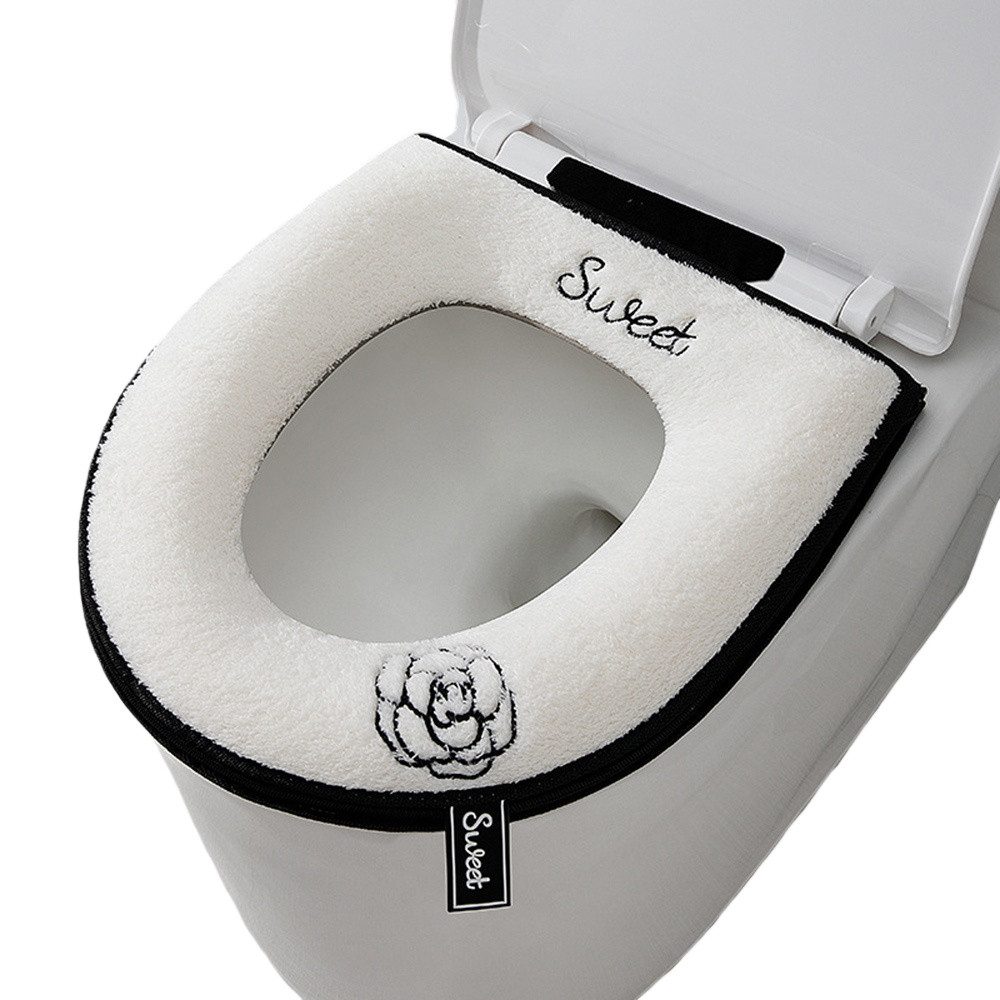 Diwzbyn WC-Deckelbezug Plüsch-Toilettensitzbezug Matte mit Griff und Reißverschluss, Warmer, Waschbarer, Dicker