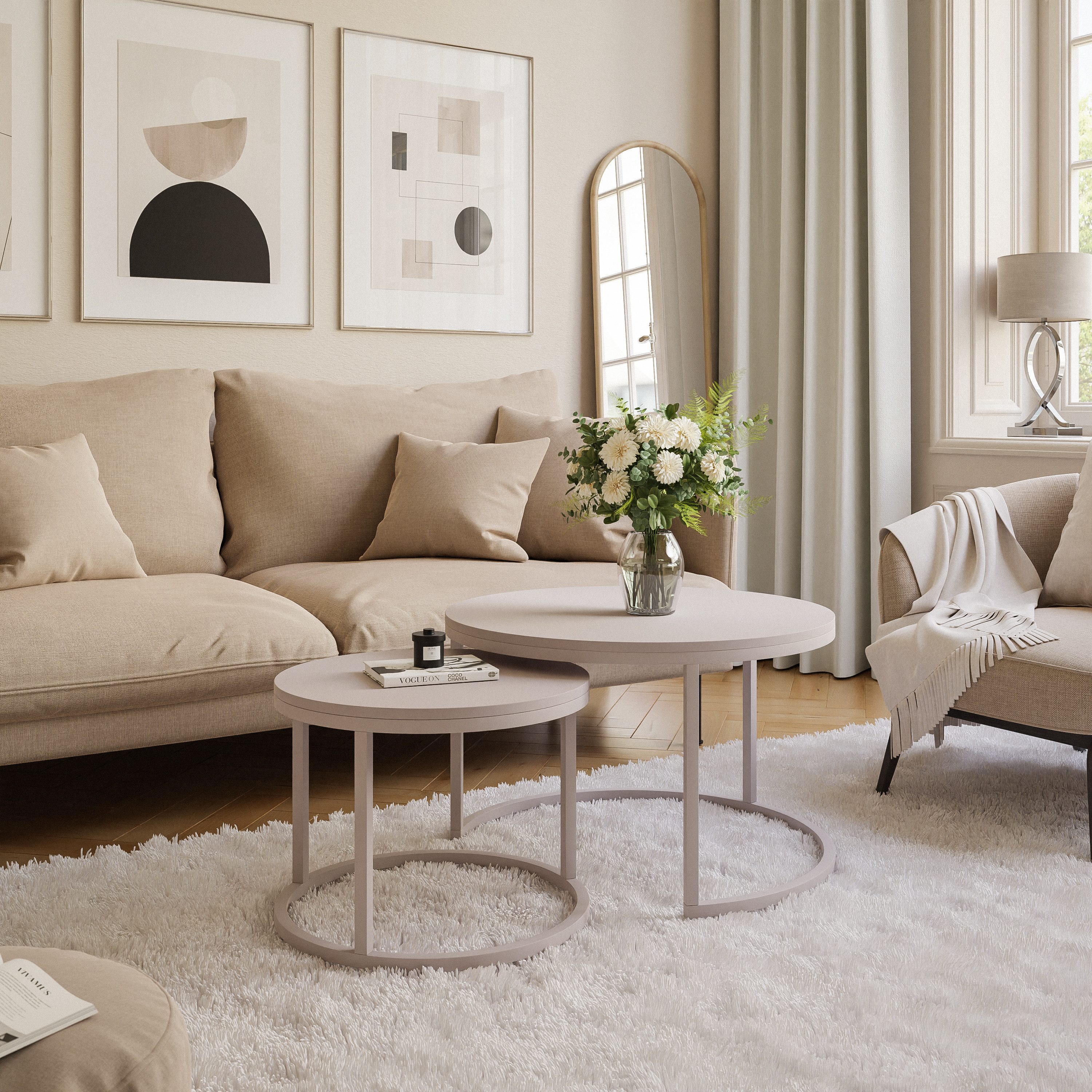 Lookway Couchtisch CIRI 2in1 Matt KASCHMIR (2er Set), Durchmesser: ⌀70 cm u günstig online kaufen