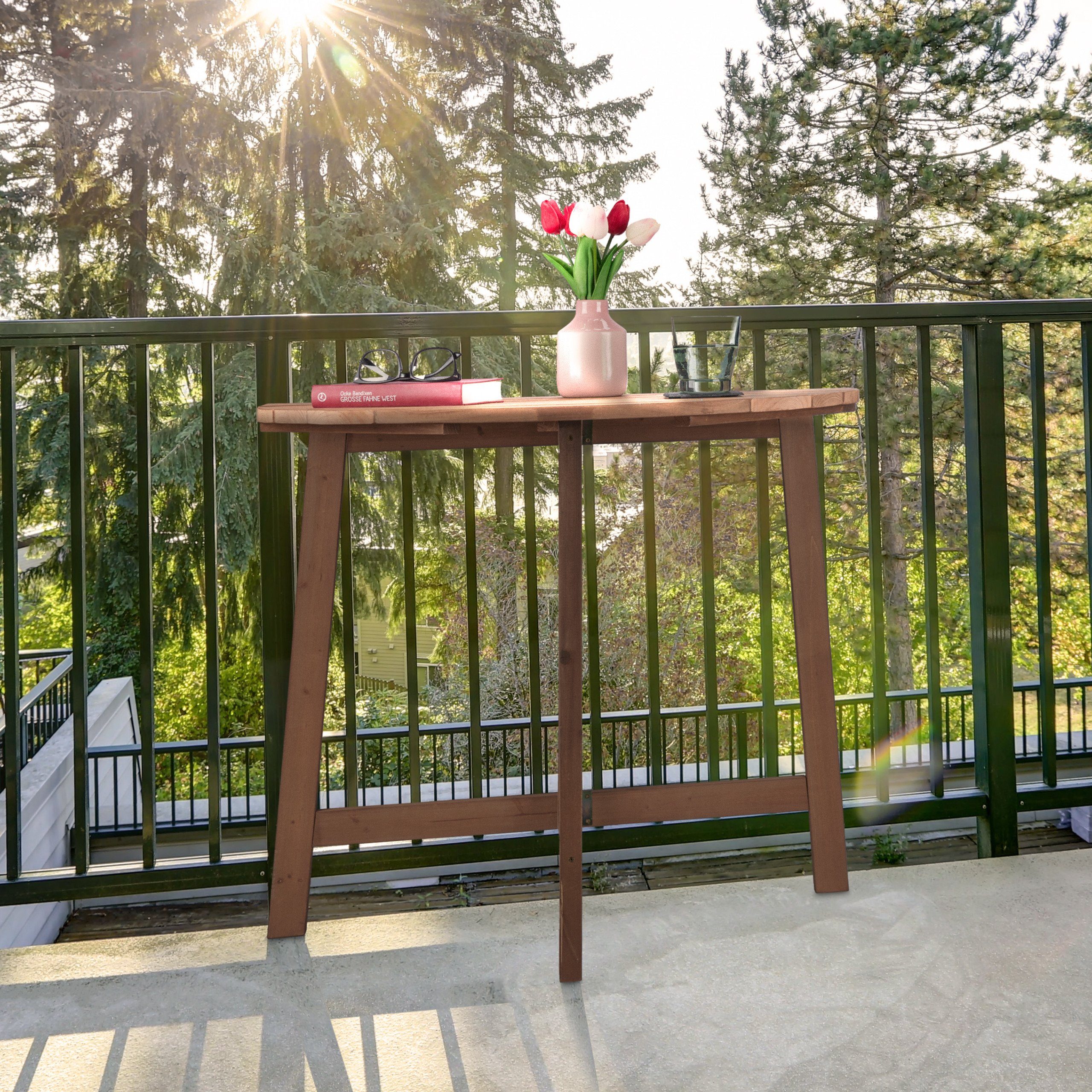 relaxdays Klapptisch Halbrunder Klapptisch aus Holz (1-St) – Bild 5 von 5