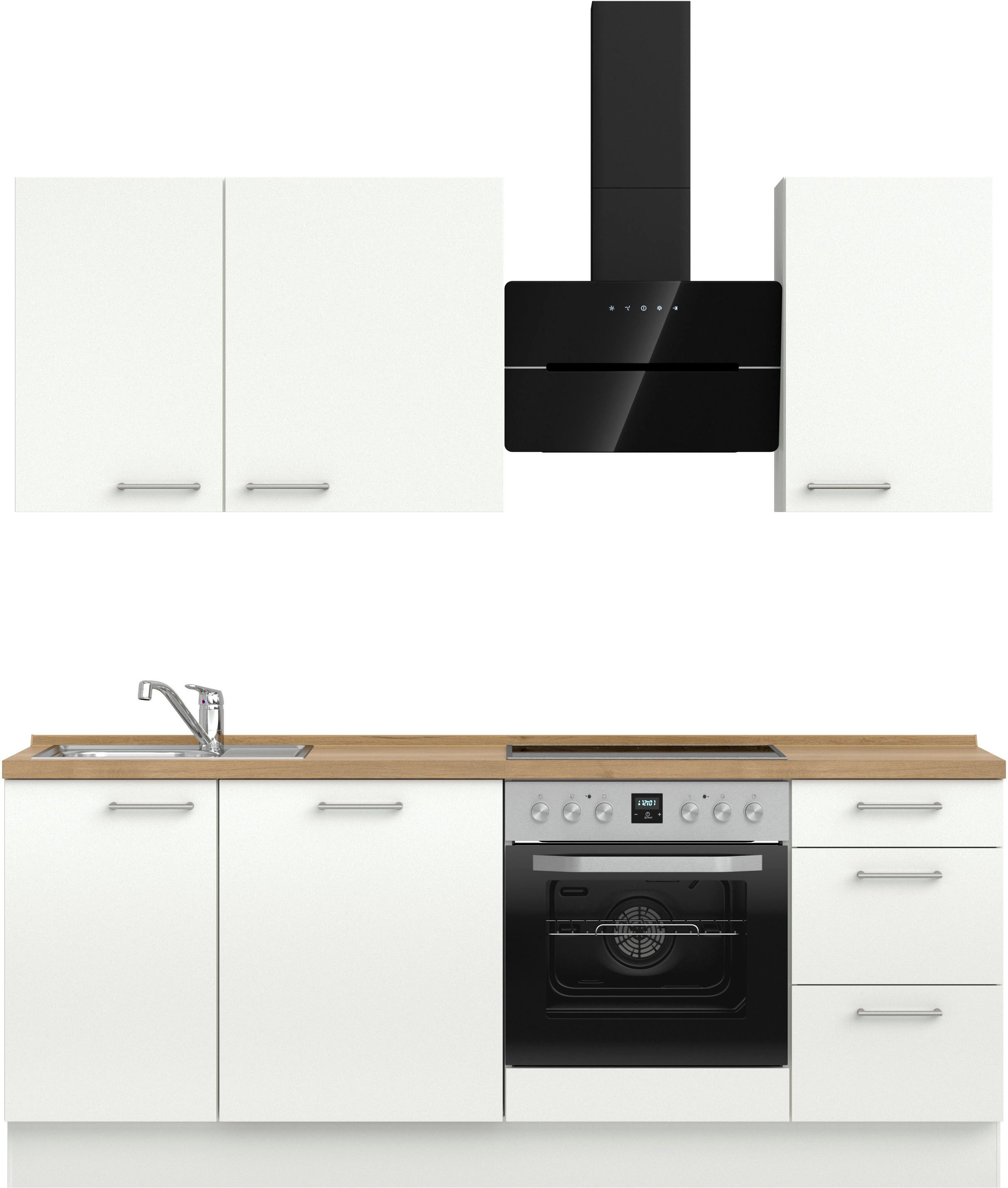 nobilia® Küchenzeile "Laser II", Ausrichtung wählbar, Breite 210 cm, vormontiert, wahlw. mit unterschiedlichen E-Geräten-Sets