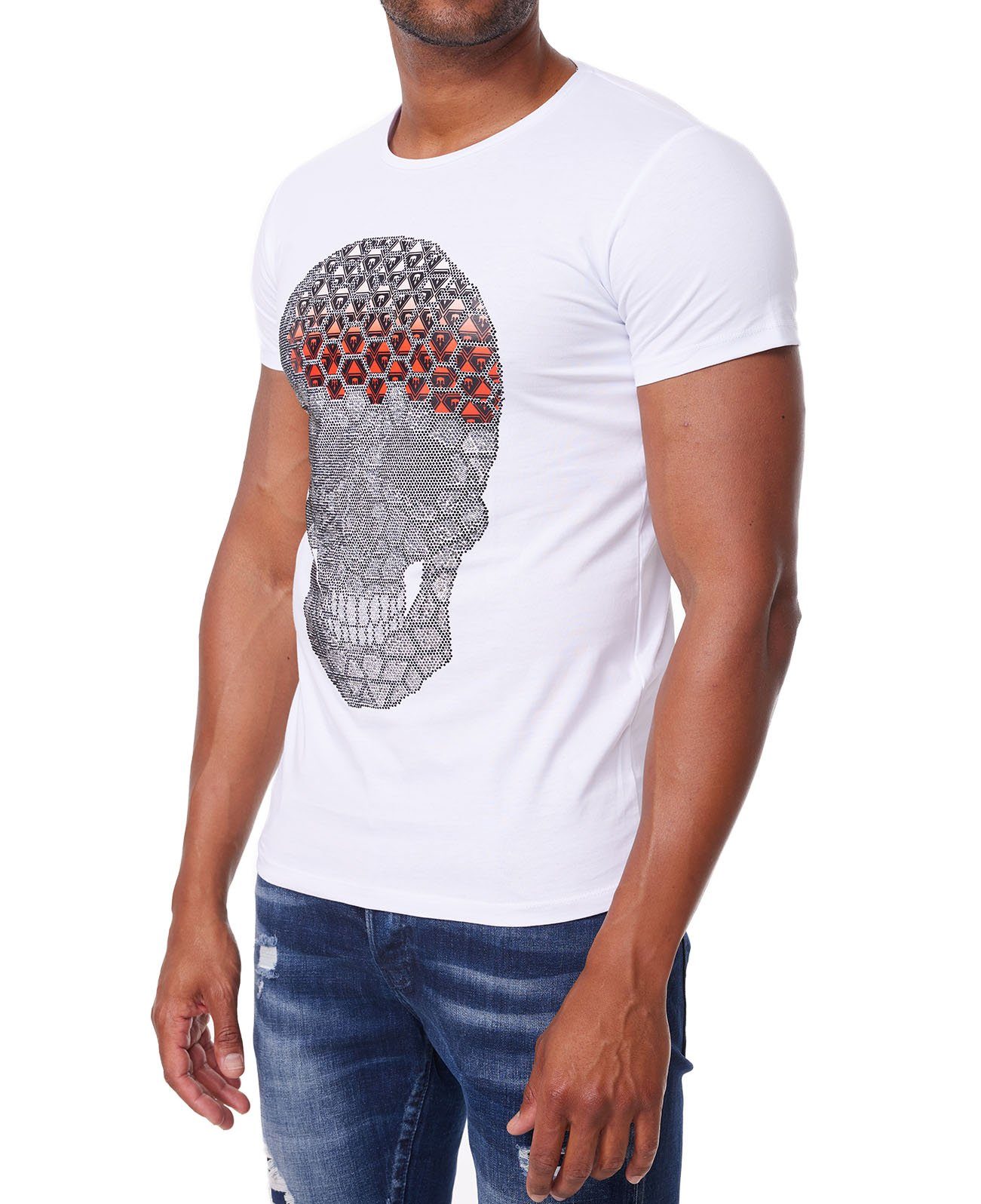 TRUENO T-Shirt Lässiges T-Shirt Kurzarm mit besonderem Herren Totenkopf Motiv