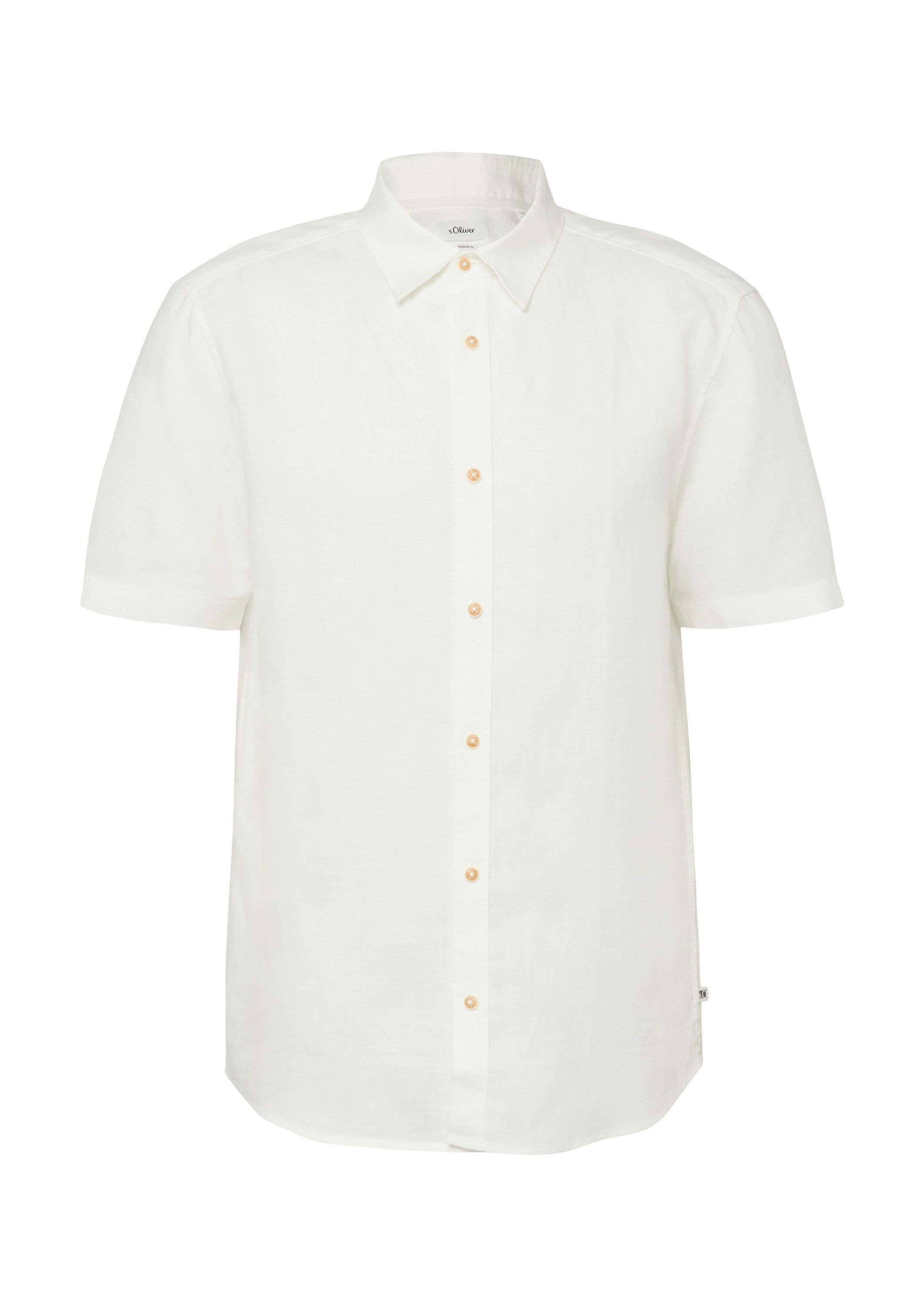 s.Oliver Kurzarmhemd Hemd Regular Fit: Leichtes Leinenhemd mit Kentkragen