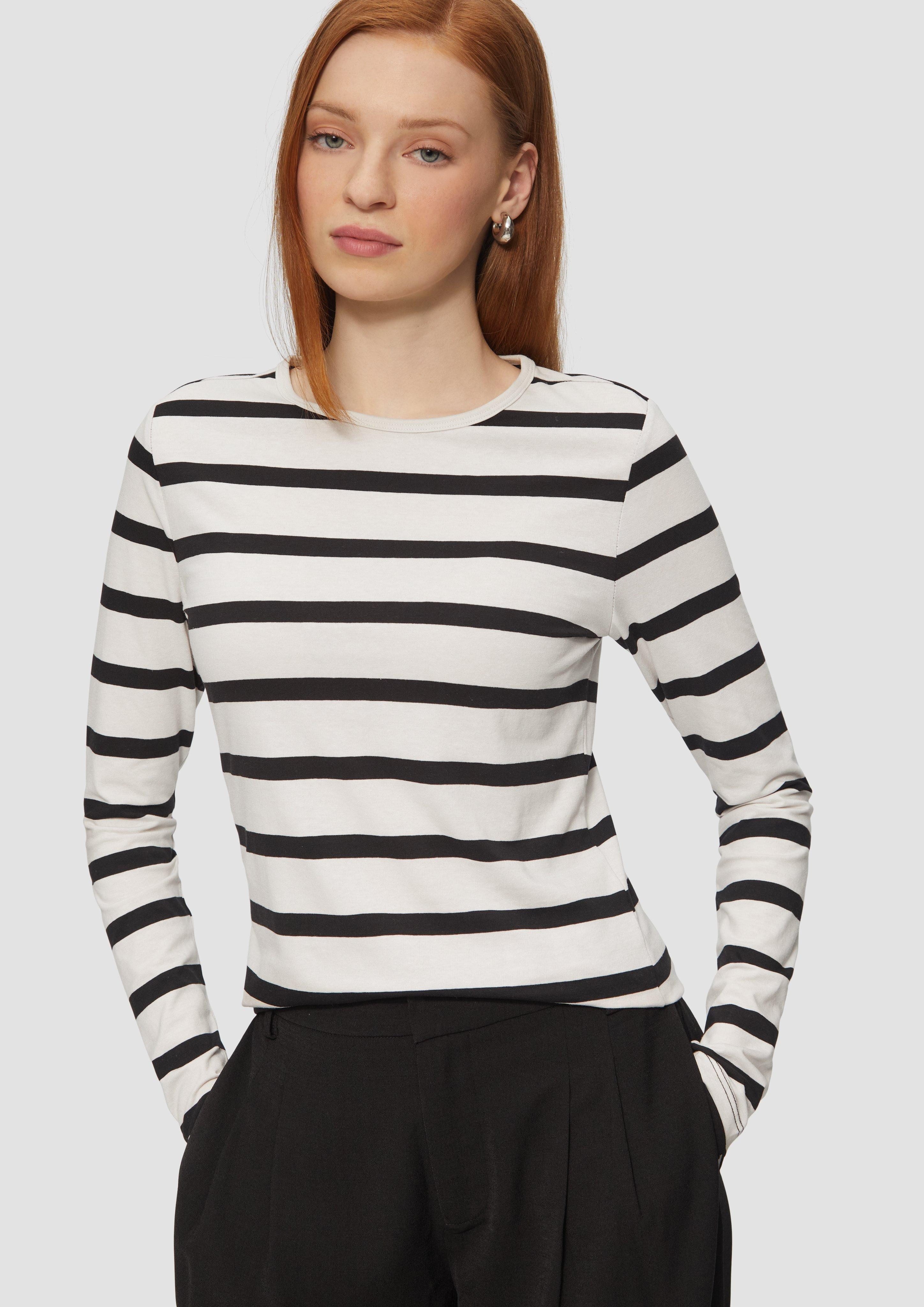 QS Langarmshirt Schmales Ringelshirt mit Rundhalsausschnitt günstig online kaufen