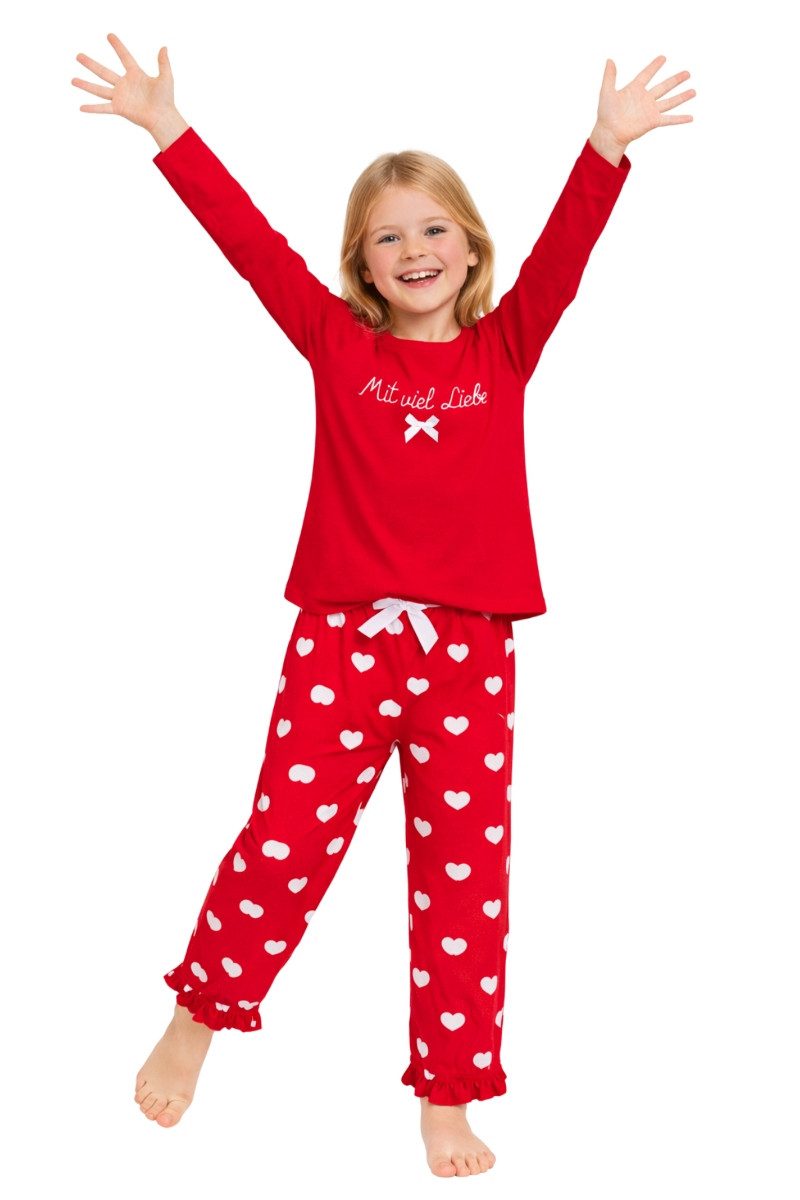 Louis & Louisa Pyjama Pyjama Kinder - MIT VIEL LIEBE - rot/weiß – Bild 2 von 4