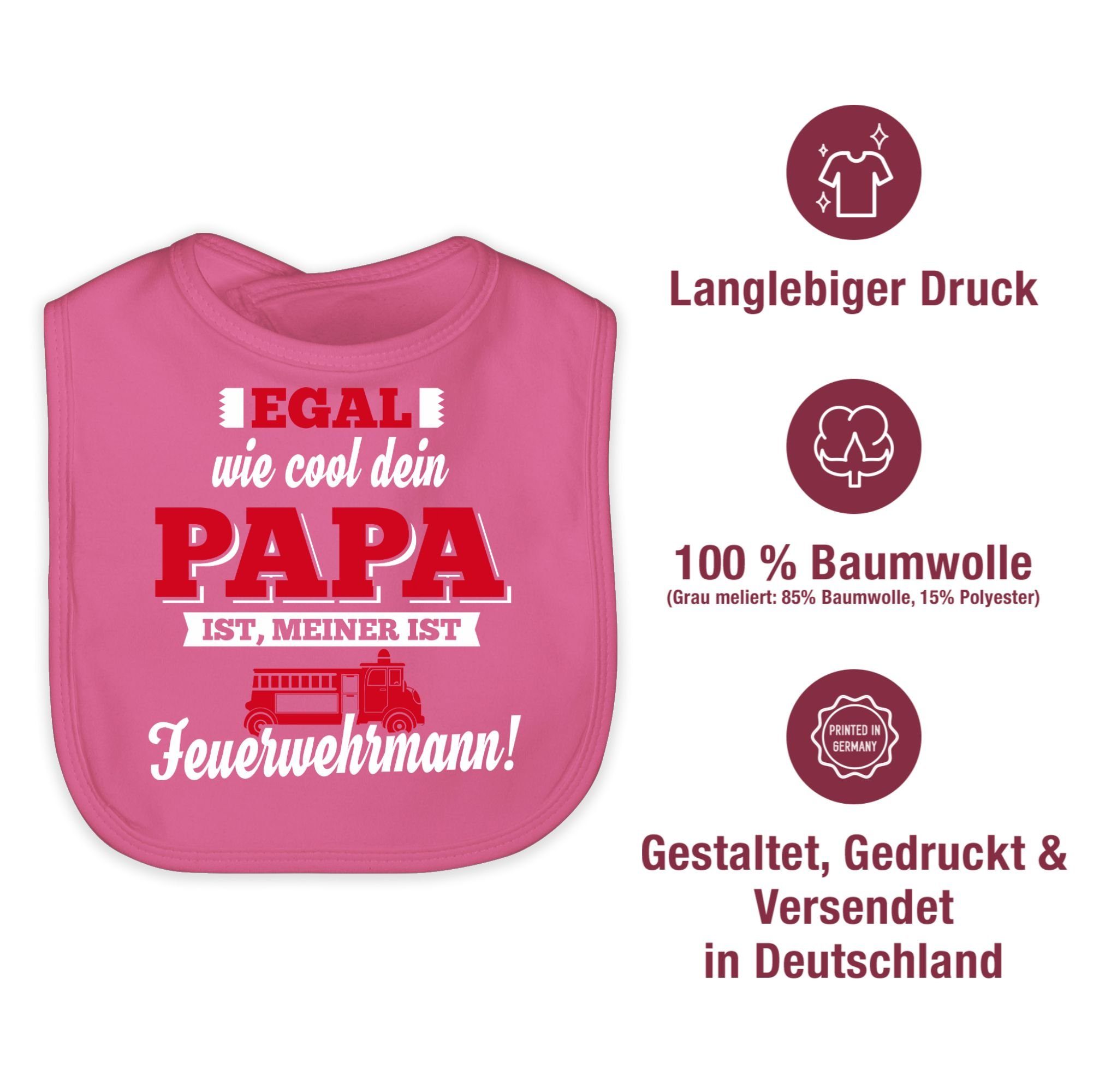 Lätzchen Pink Mein Feuerwehrmann, Sprüche 2 Shirtracer Baby Papa