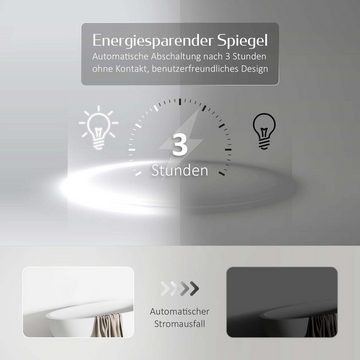 EMKE Badspiegel Spiegel mit Beleuchtung Gebürstetem Goldrahmen LED Badezimmerspiegel, Antibeschlage,Uhr, Temperatur,Dimmbar,Memory-Funktion,Neutrale Licht