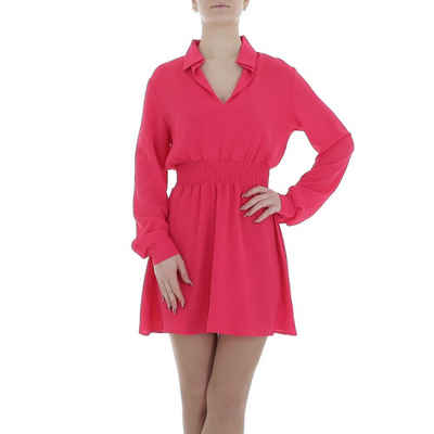 Ital-Design Minikleid Damen Party & Clubwear Chiffon Crinkle-Optik Blusenkleid in Pink