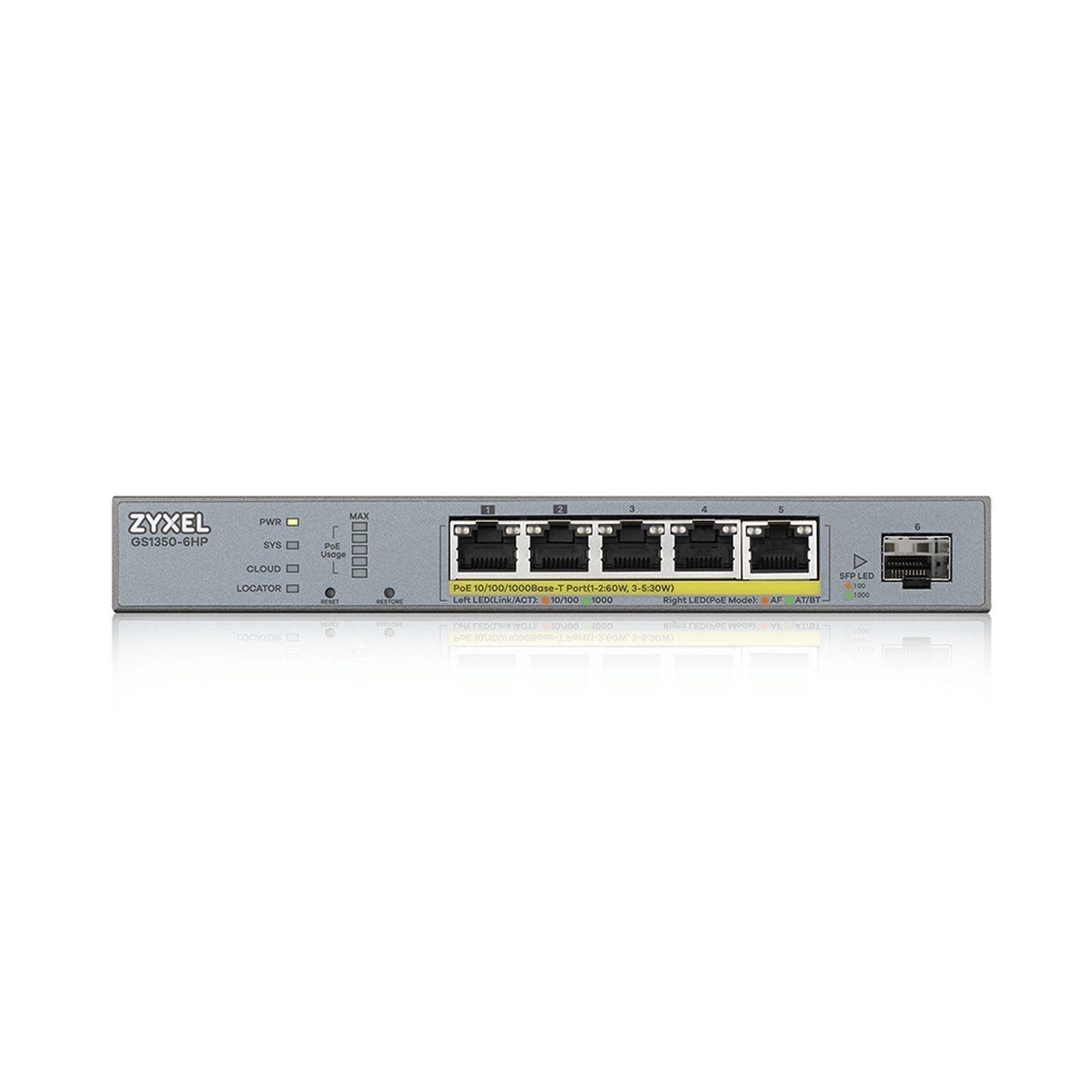 Zyxel GS1350-6HP - Switch - Smart - 5 x 10/100/1000 (PoE) Netzwerk-Switch
