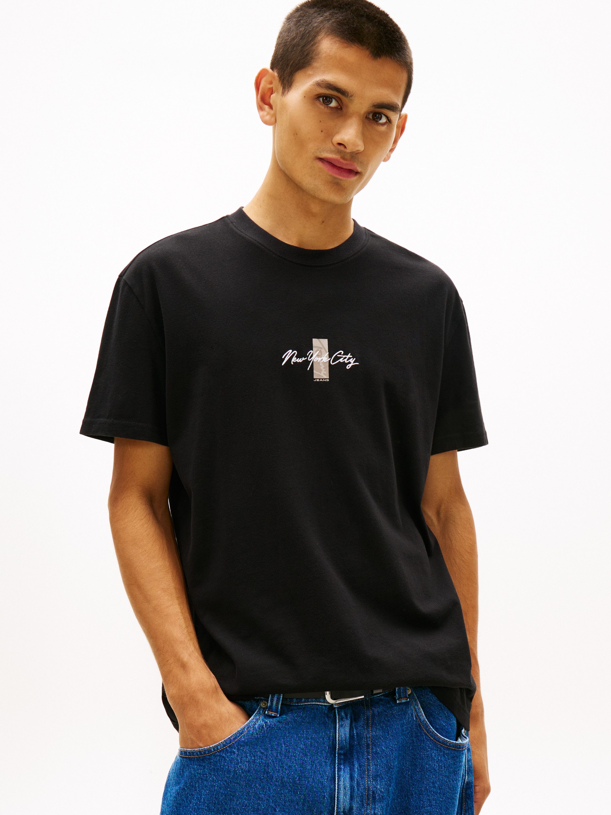 Tommy Jeans T-Shirt TJM REGULAR SIGN BLOCK Regular fit mit Rundhalsausschnitt