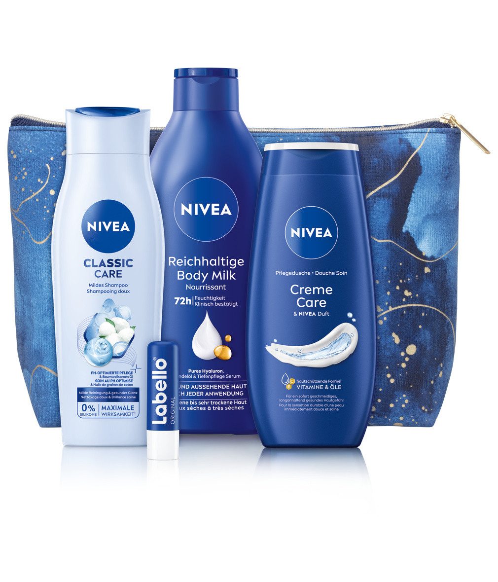 Nivea Hautpflege-Set Care Moments Geschenkset 5-teilig Kulturtasche Pflegeset Damen Labello Set, 1-tlg., Pflegeroutine als Geschenkidee – Bild 2 von 5