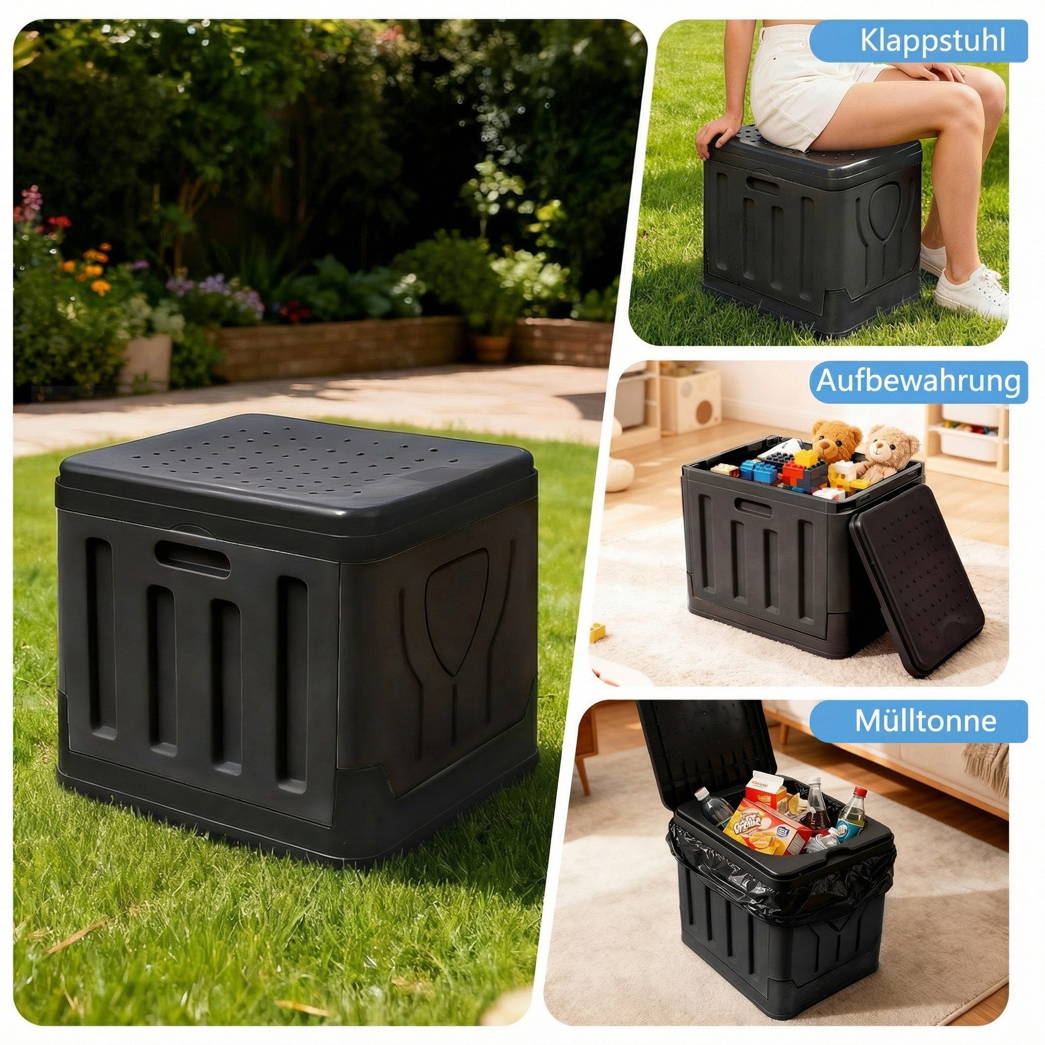 Huracan Campingtoilette Faltbare, Tragbare Mobile Toilette bis 100 kg Belastbarkeit, (Kompakte Reise-WC mit Aufbewahrungstasche, und Müllbeuteln), geeignet für Camping, Outdoor, Angeln, Strand, Auto und Notfälle