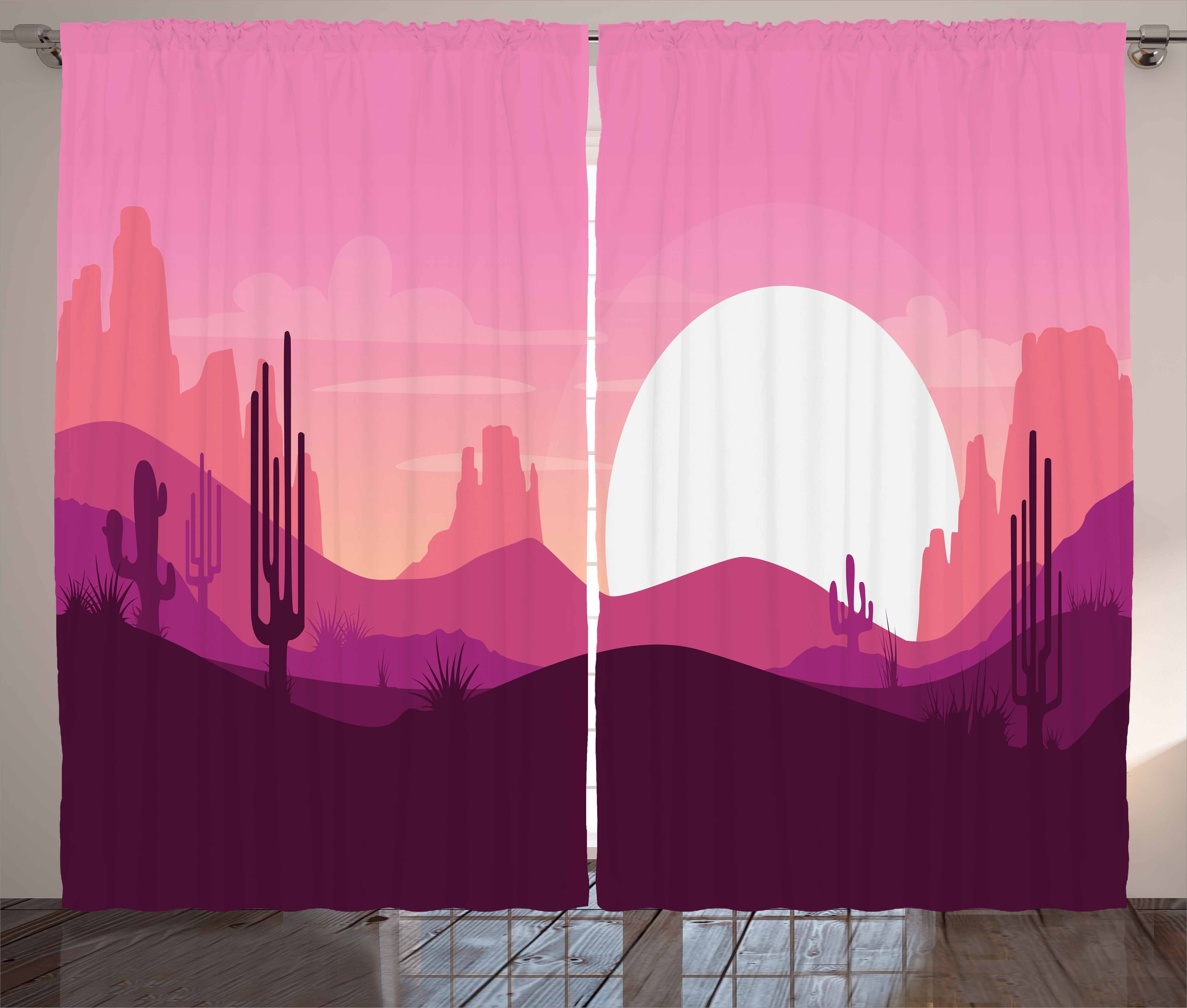 Gardine Schlafzimmer Kräuselband Vorhang mit Schlaufen und Haken, Abakuhaus, Landschaft Arizona-Wüsten-Kaktus