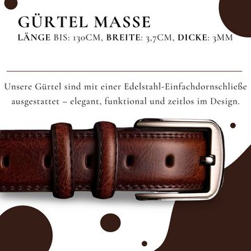 S&T Design Ledergürtel Herren Gürtel Echtleder Braun Schwarz Leder (130CM Lang, Männer Geschenk) Vollledergürtel, XXL, Anzug