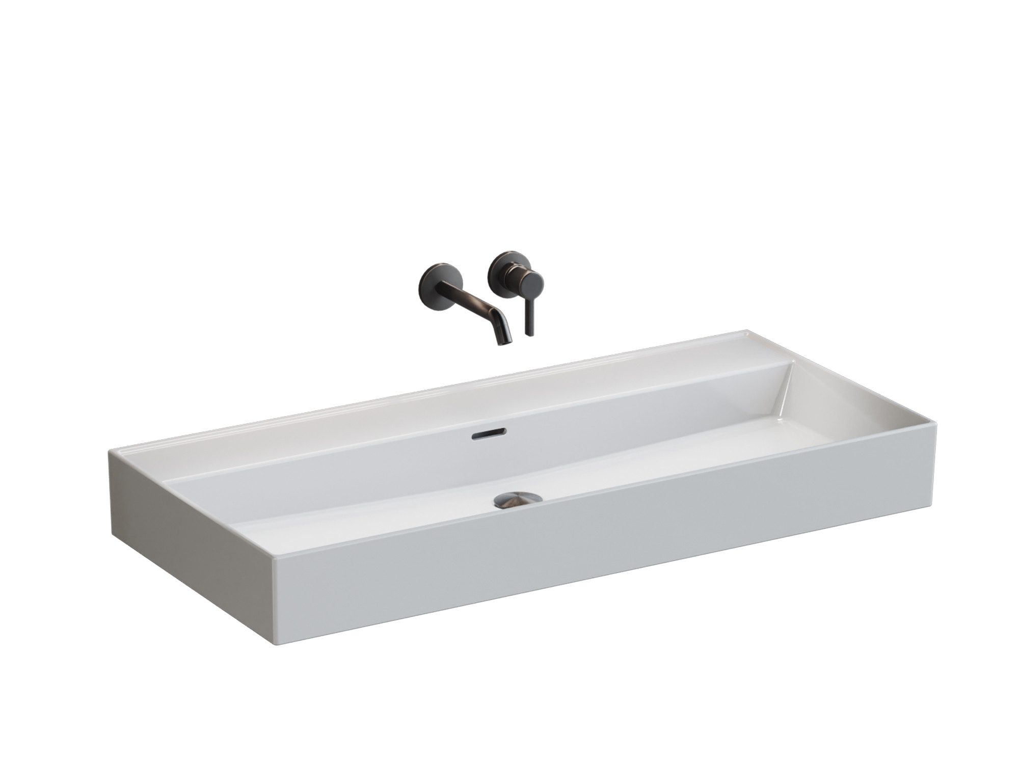 Aqua Bagno Waschbecken Aqua Bagno Loft Air Keramik-Waschtisch 100 cm – ohne Hahnlochbohrung (Packung)