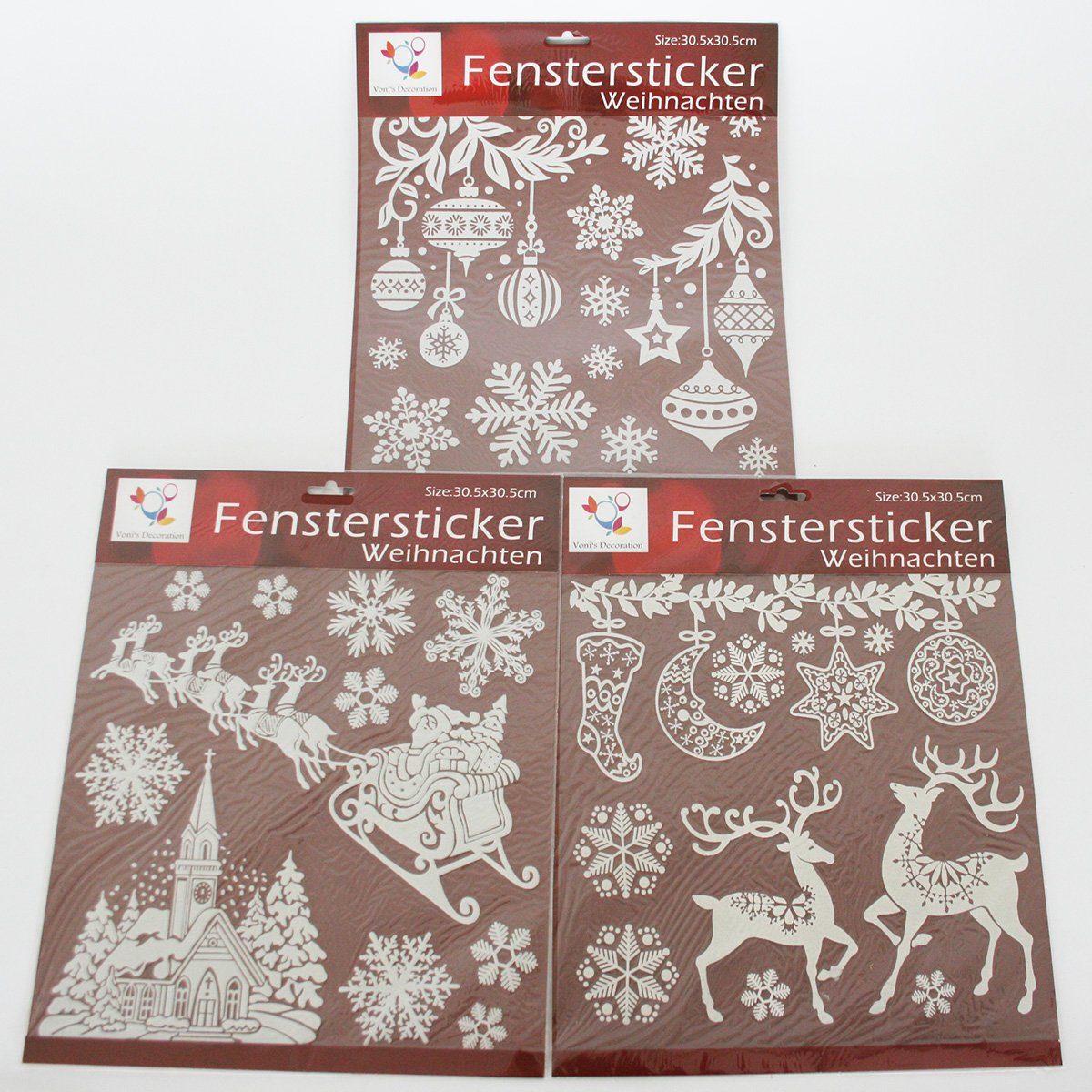 Fensterbild Fenstersticker Weihnachten weiß - selbstklebend - Fensterbilder