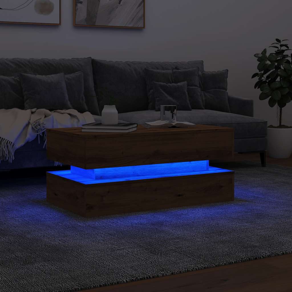 vidaXL Couchtisch NA Couchtisch Beistelltisch Wohnzimmertisch mit LED Leuchten Artisan-E