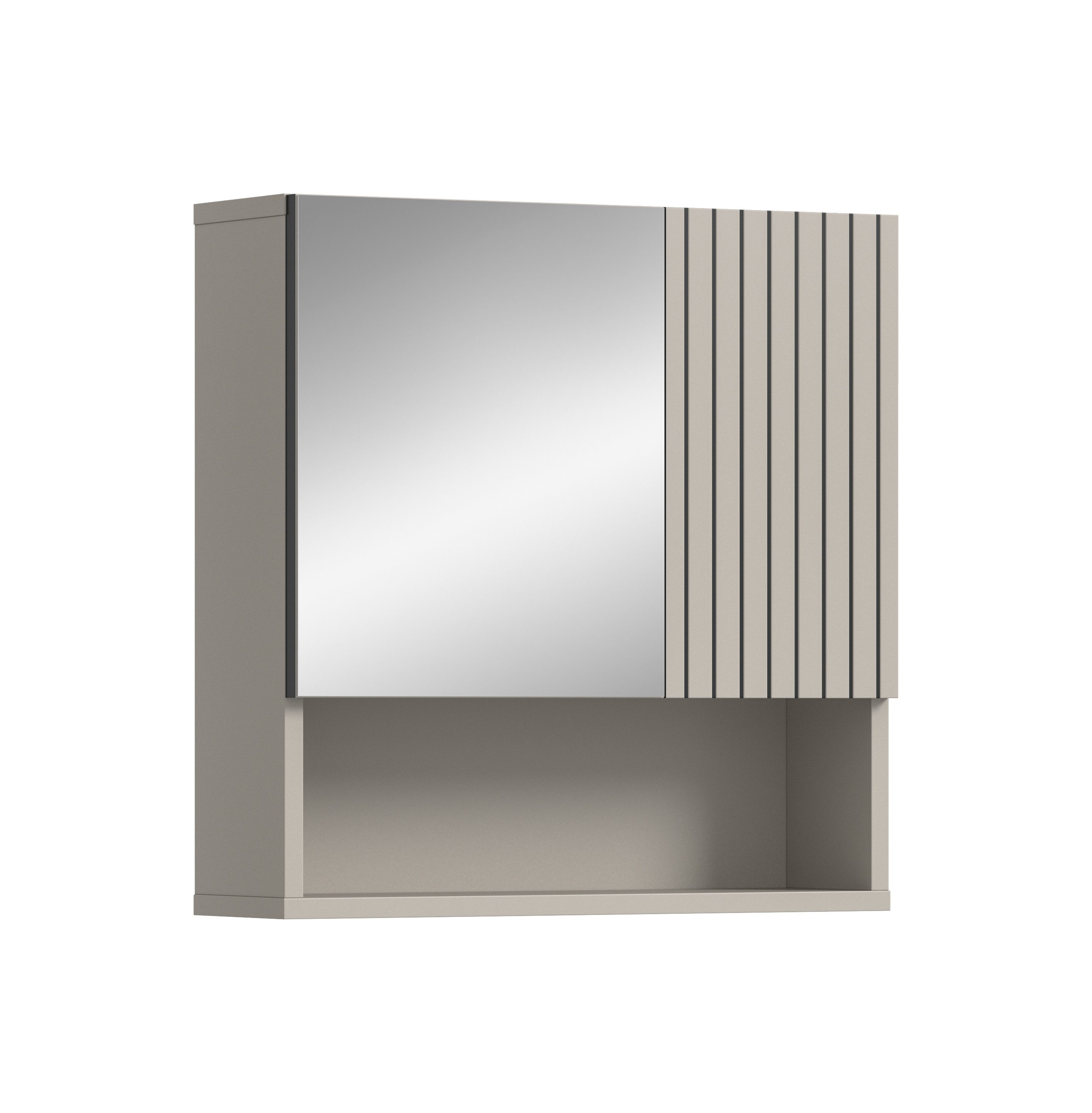furnling Badezimmerspiegelschrank Molu (1-St) 1 Spiegeltür, 1 Tür, 1 offenes Fach, Paneeloptik, Breite 54 cm