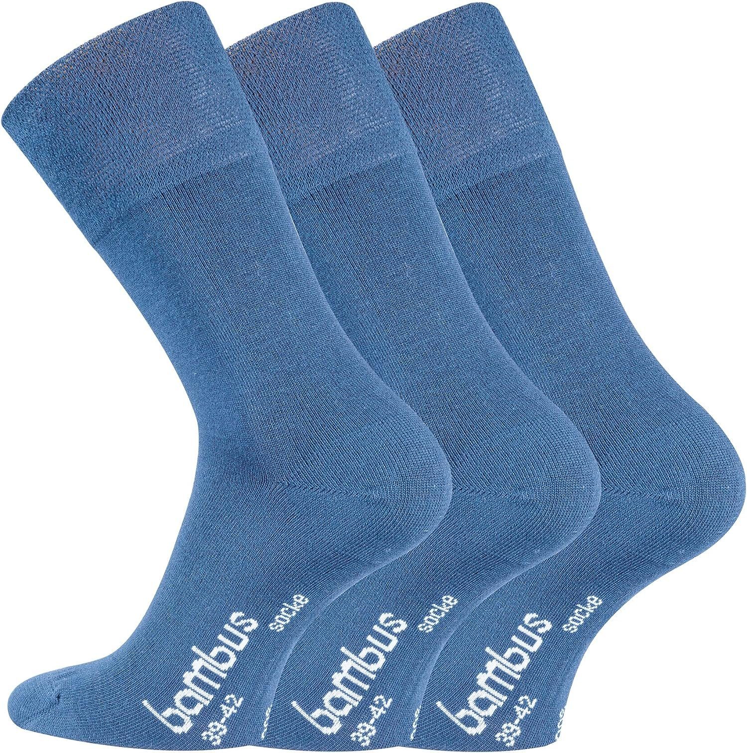 TippTexx 24 Komfortsocken 6 Paar Bambus Socken, DIE Geruchs-Killer, Bambussocken ohne Gummidruck Jeansblau