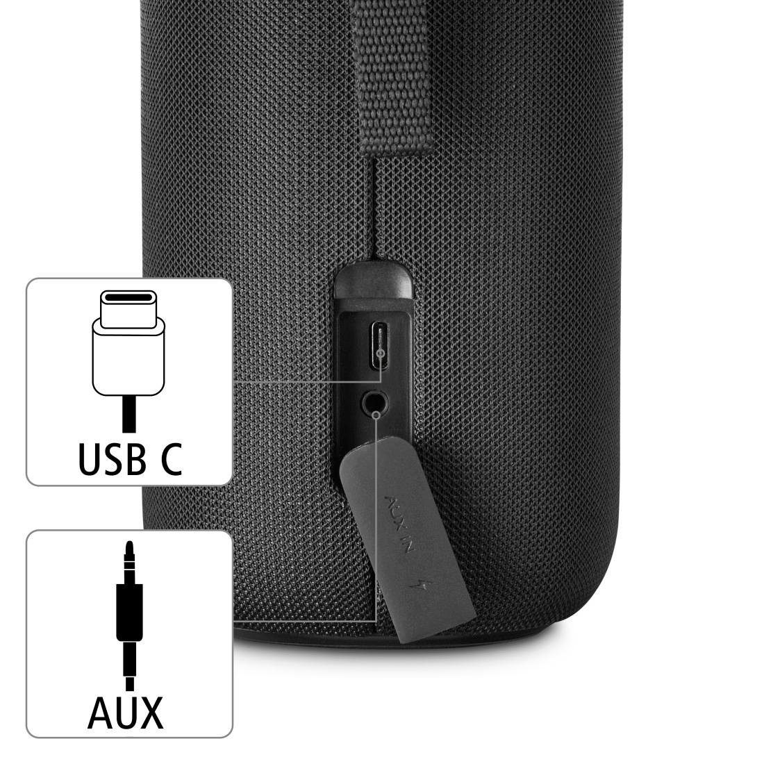 Hama Bluetooth Box LED 30 W Xtra Bass 360ᵒ Sound, wasserdicht nach IPX 4 Bluetooth-Lautsprecher Stereo (A2DP Bluetooth, AVRCP Bluetooth, HFP)