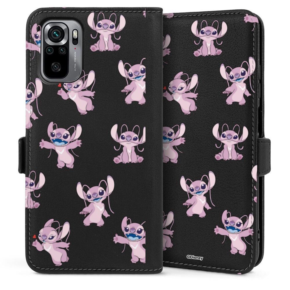 DeinDesign Handyhülle Lilo & Stitch Engel Disney Angel Faces Pattern Transparent, Xiaomi Redmi Note 10 4G Hülle Handy Flip Case Wallet Cover