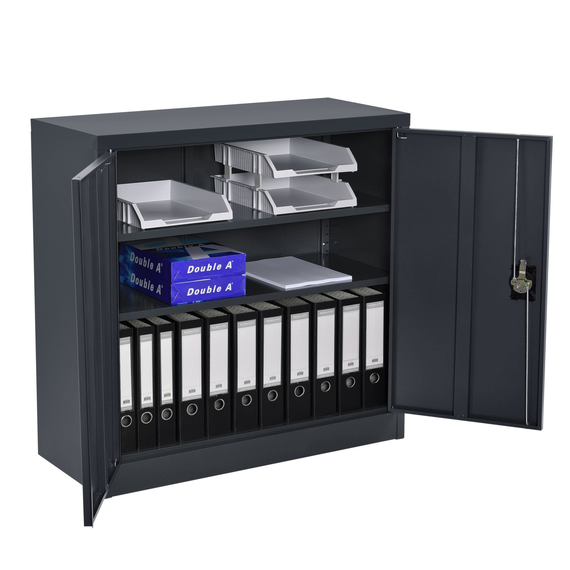 en.casa Aktenschrank »Molise« Büroschrank 90x40x90cm Stahl Dunkelgrau günstig online kaufen