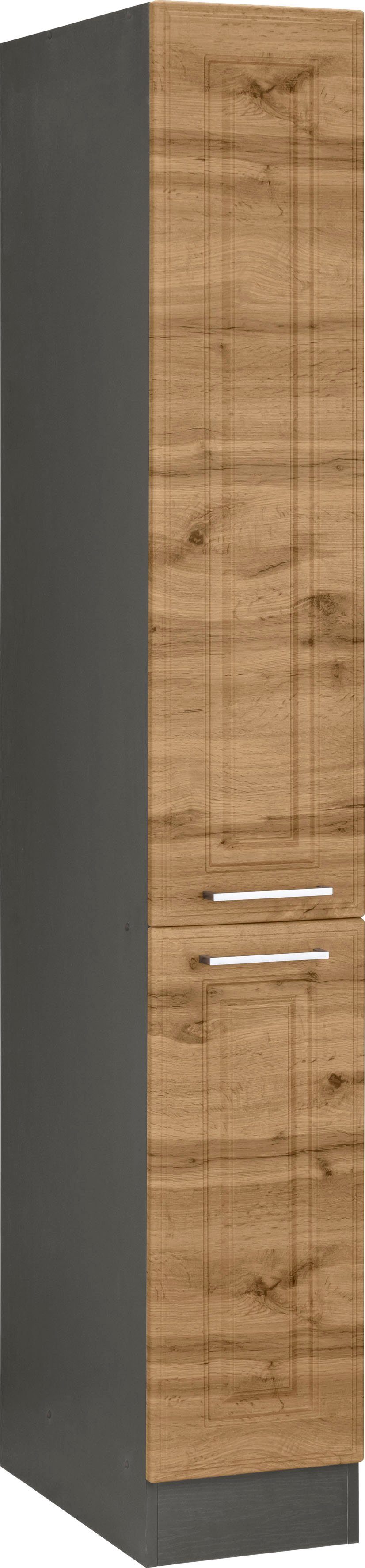 HELD MÖBEL Apothekerschrank Stockholm, Breite 30 cm hochwertige MDF-Fronten, 200 cm hoch, viel Stauraum wotaneiche/grafit