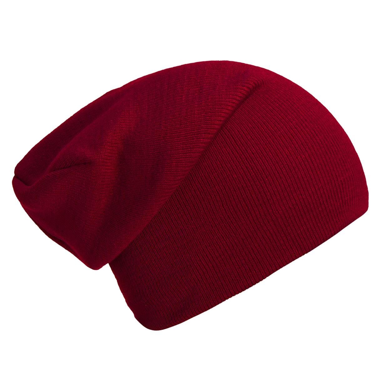 1-St) Slouch-Beanie Mütze Beanie Wintermütze, Schlauchmütze bordeauxrot (Packung, DonDon klassischer