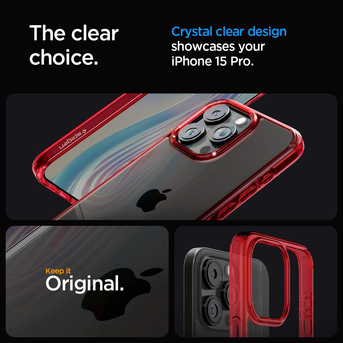 Spigen Smartphone-Hülle für iPhone 15 Pro Handyhülle Schutzhülle Robust Hülle Case 6.1 Zoll, 360-Grad Schutz, Kabelloses Laden, Robust, Schocksicher, Waschbar