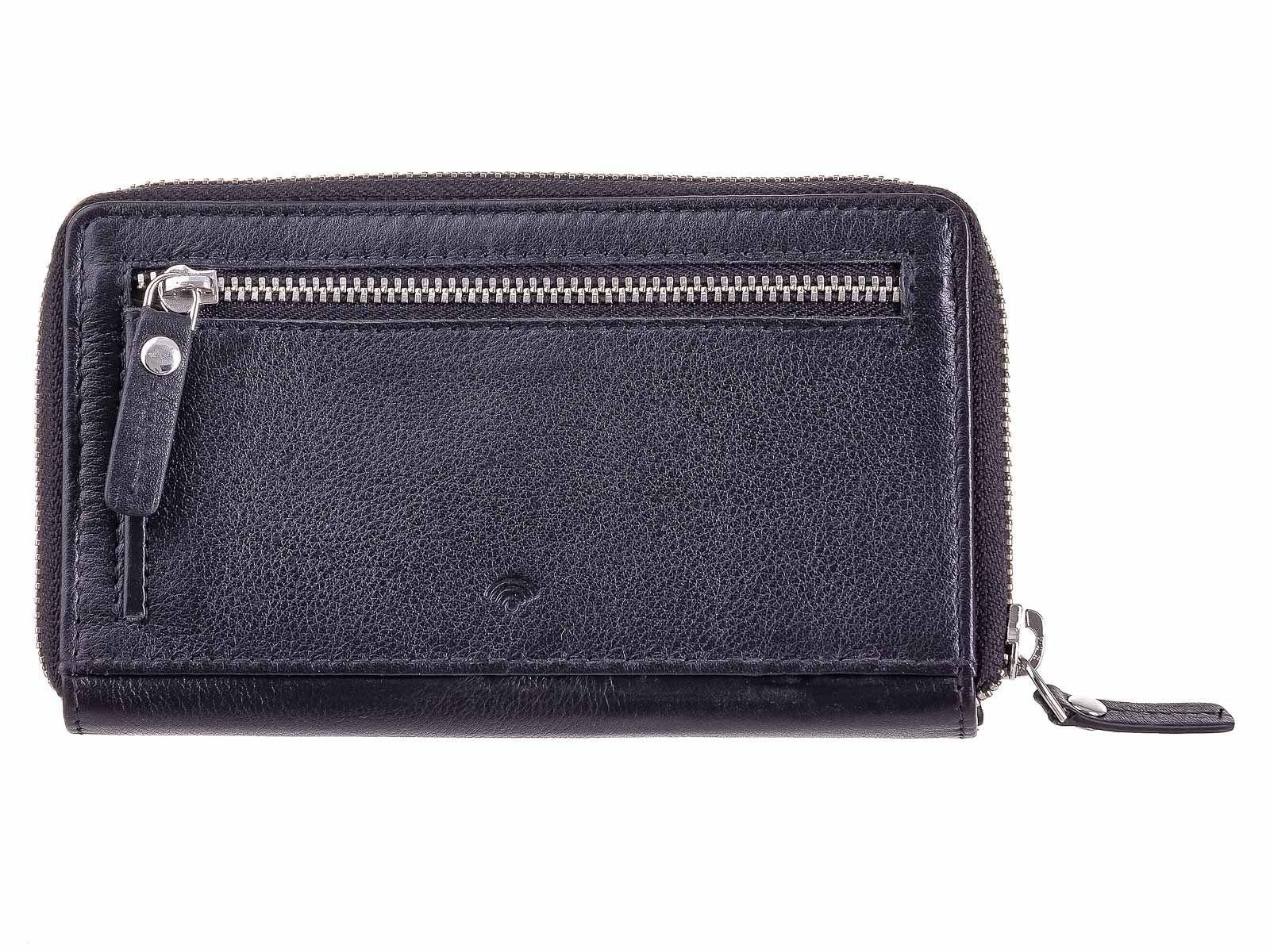 LM (1-tlg), Druckknopf mit Geldbörse schließt Blocker Prato Damen black B06-K-RFID RFID Reißverschlussbörse mit