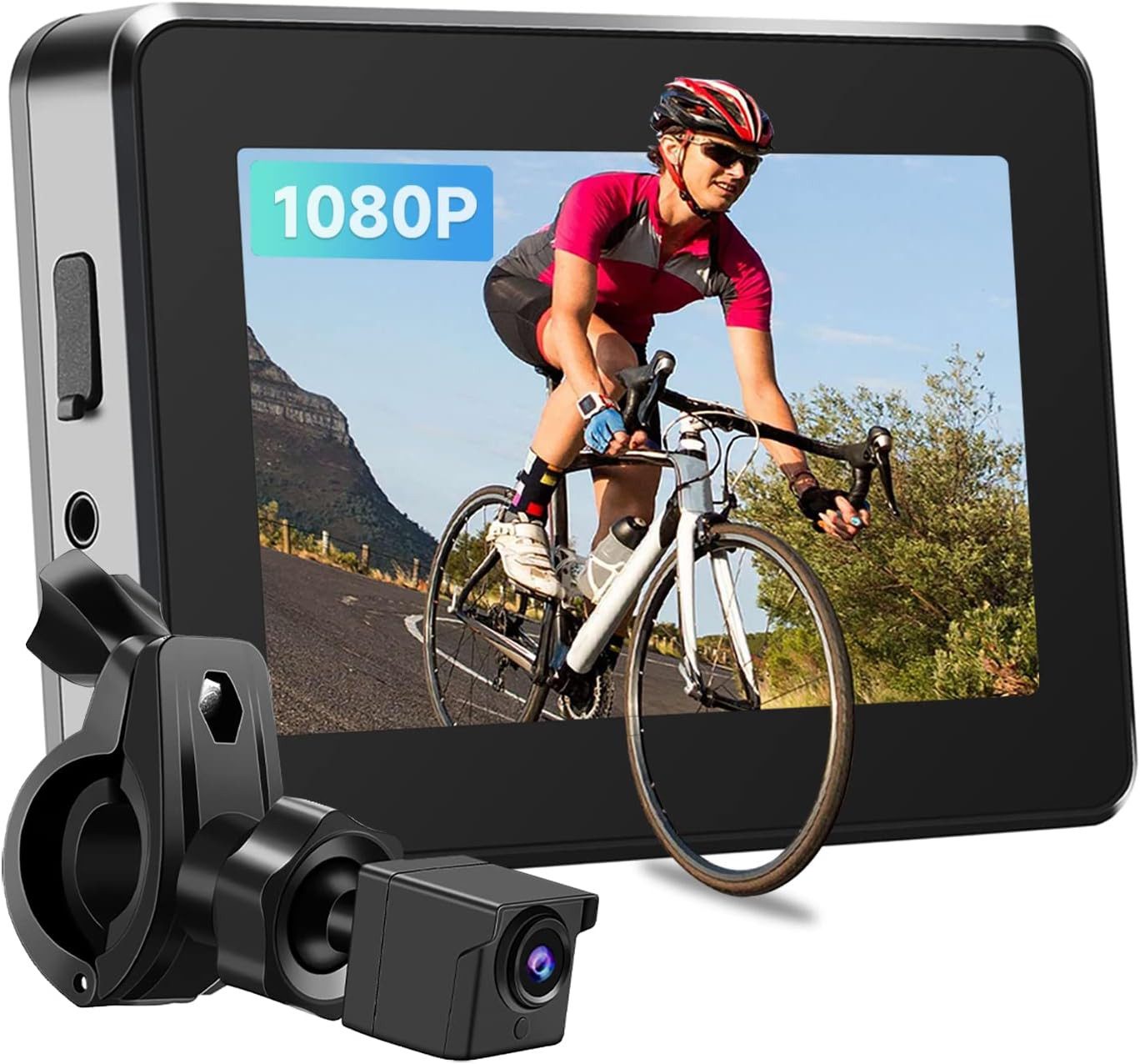 TWUFY Fahrrad Rückfahrkamera Kit, 4.3'' Lenkerspiegel Screen Rückfahrkamera (Plug & Play, kabelgebunden, 3 Meter Kabellänge, Fahrrad Kamera für E-Bike, Citybike, Rennrad)