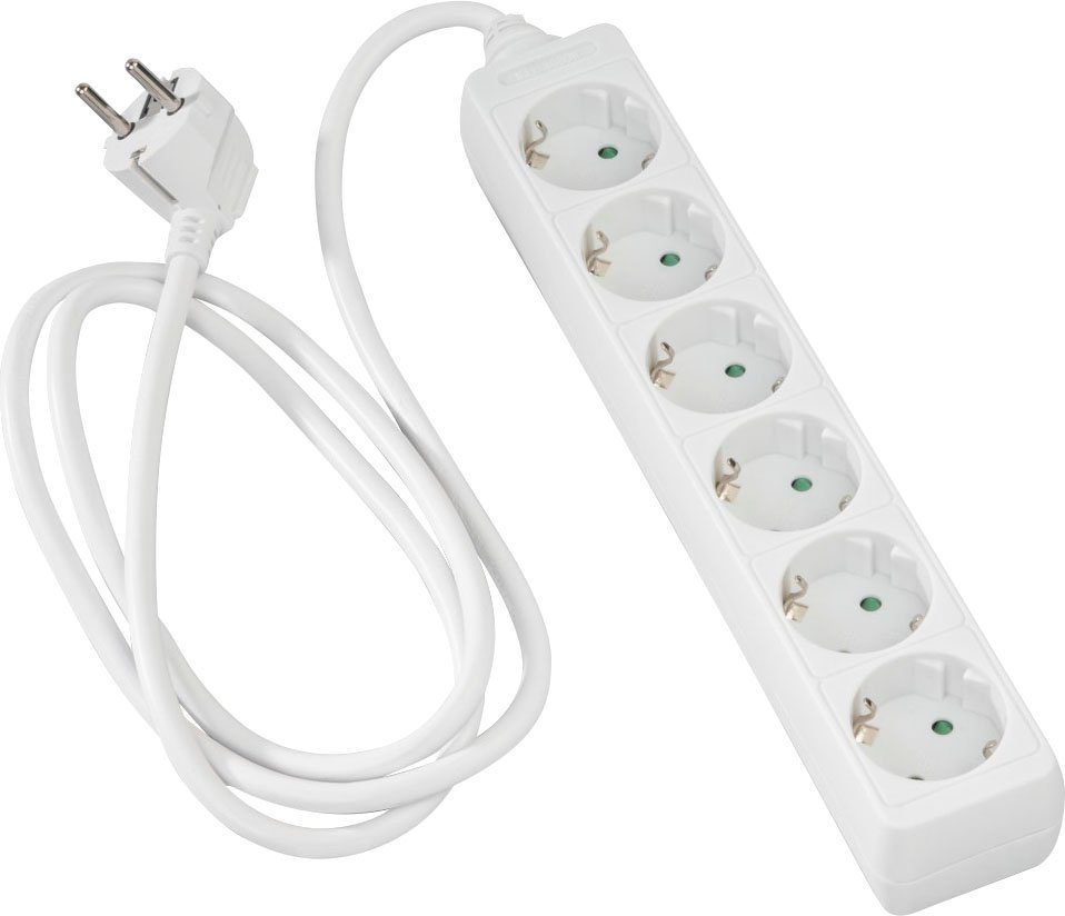 Hama Steckdosenverteiler 6-fach Steckdosenleiste 6-fach (nicht vorhanden, Kabellänge 1,4 m), mit erhöhtem Berührungsschutz, Weiß