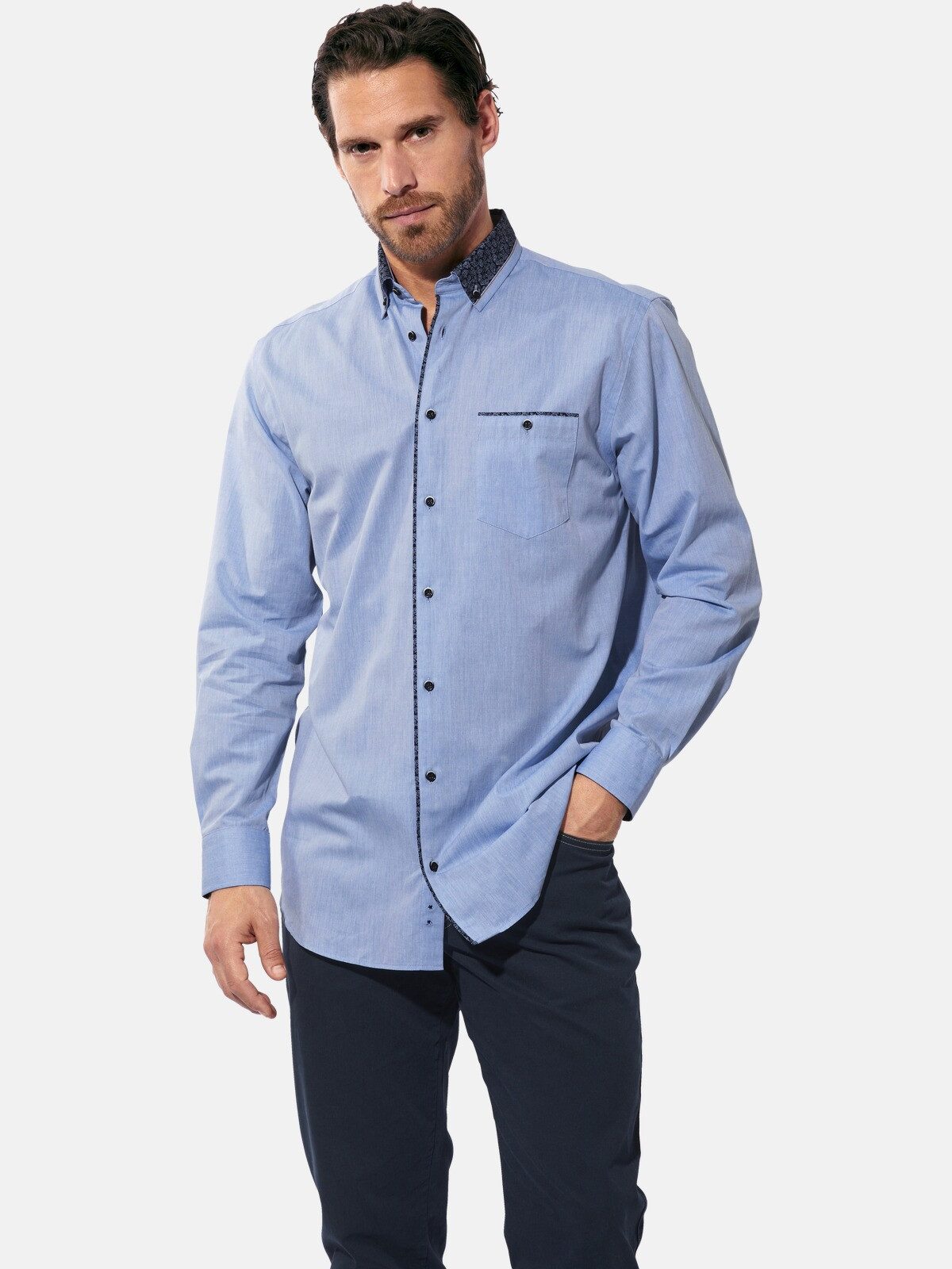 Babista Langarmhemd ROMANTENTO mit Kontrast-Knopfleiste günstig online kaufen