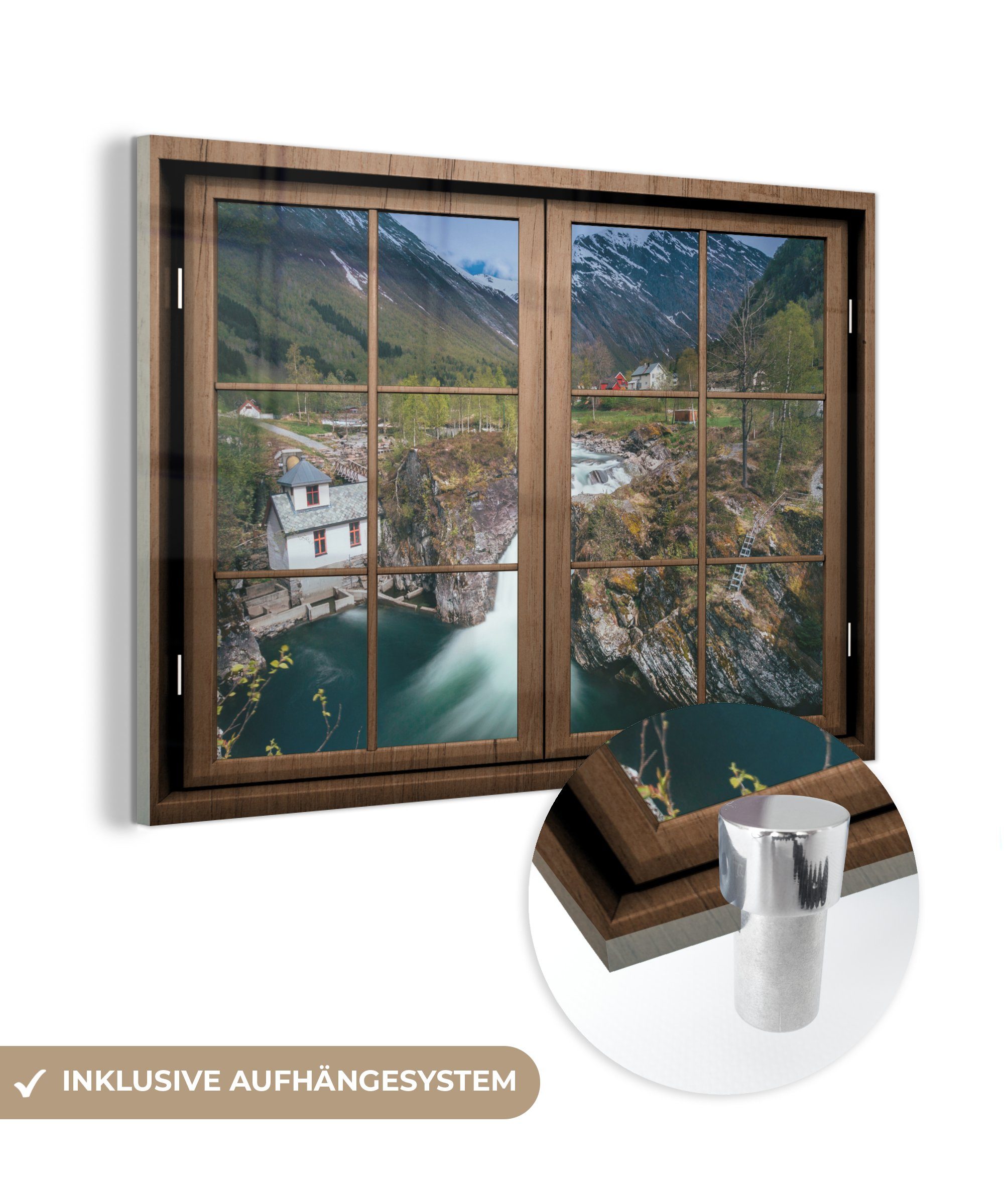 MuchoWow Acrylglasbild Aussicht - Berg Wasser, (1 Wohnzimmer Schlafzimmer - & St), Acrylglasbilder
