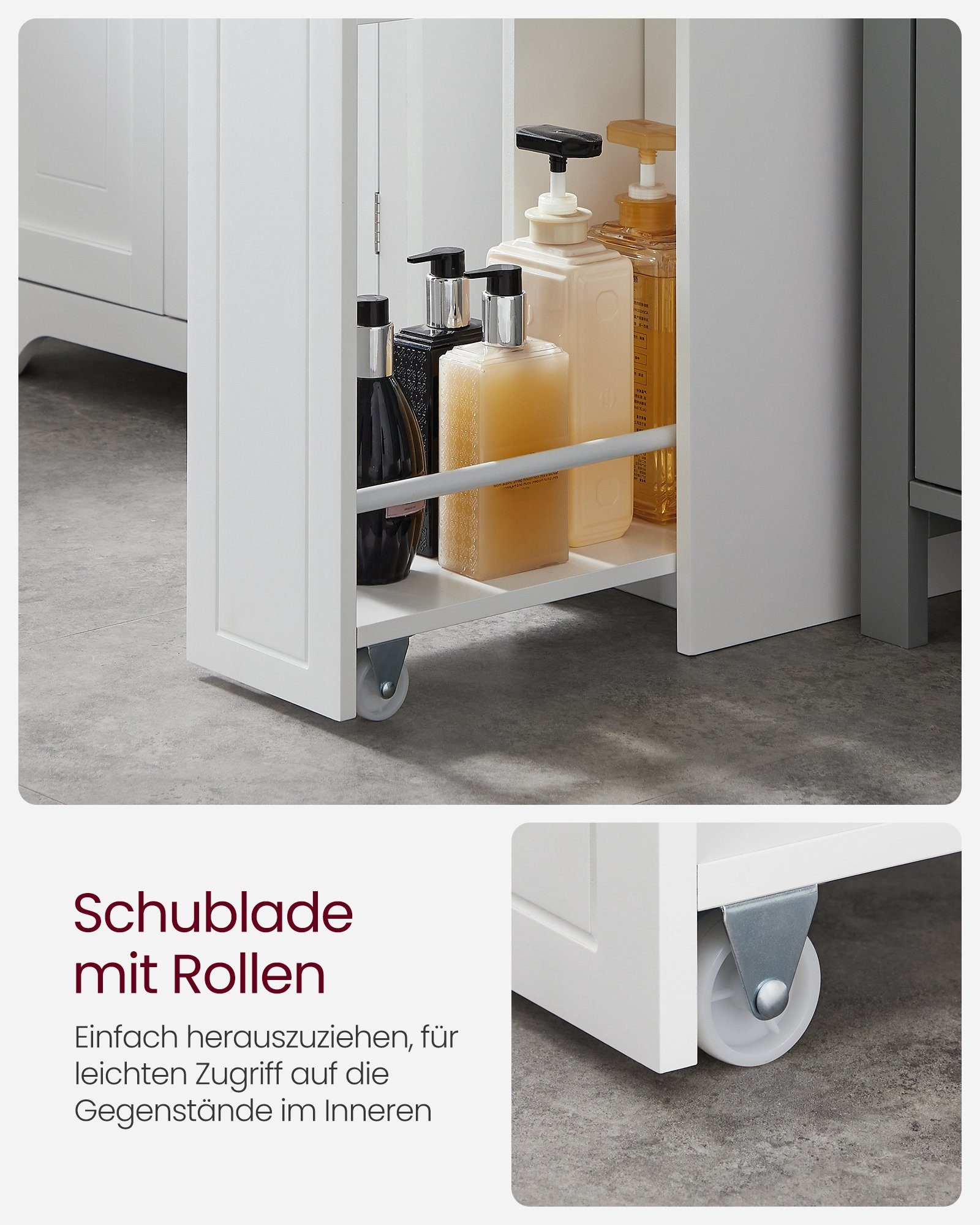 Schubladen Badkommode Toilettenschrank Badezimmerschrank, mit VASAGLE