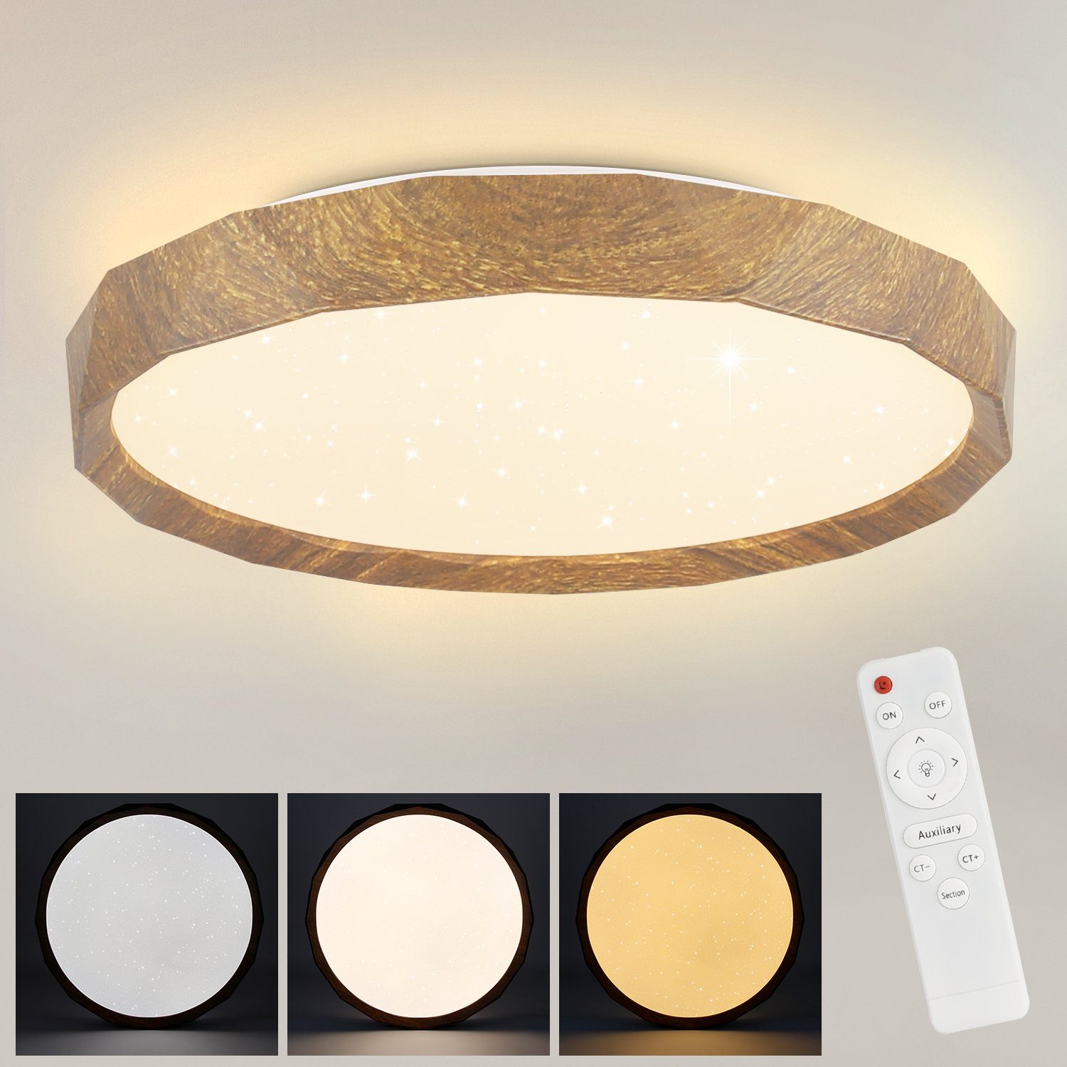 Wohnzimmerlampe mit Holzoptik