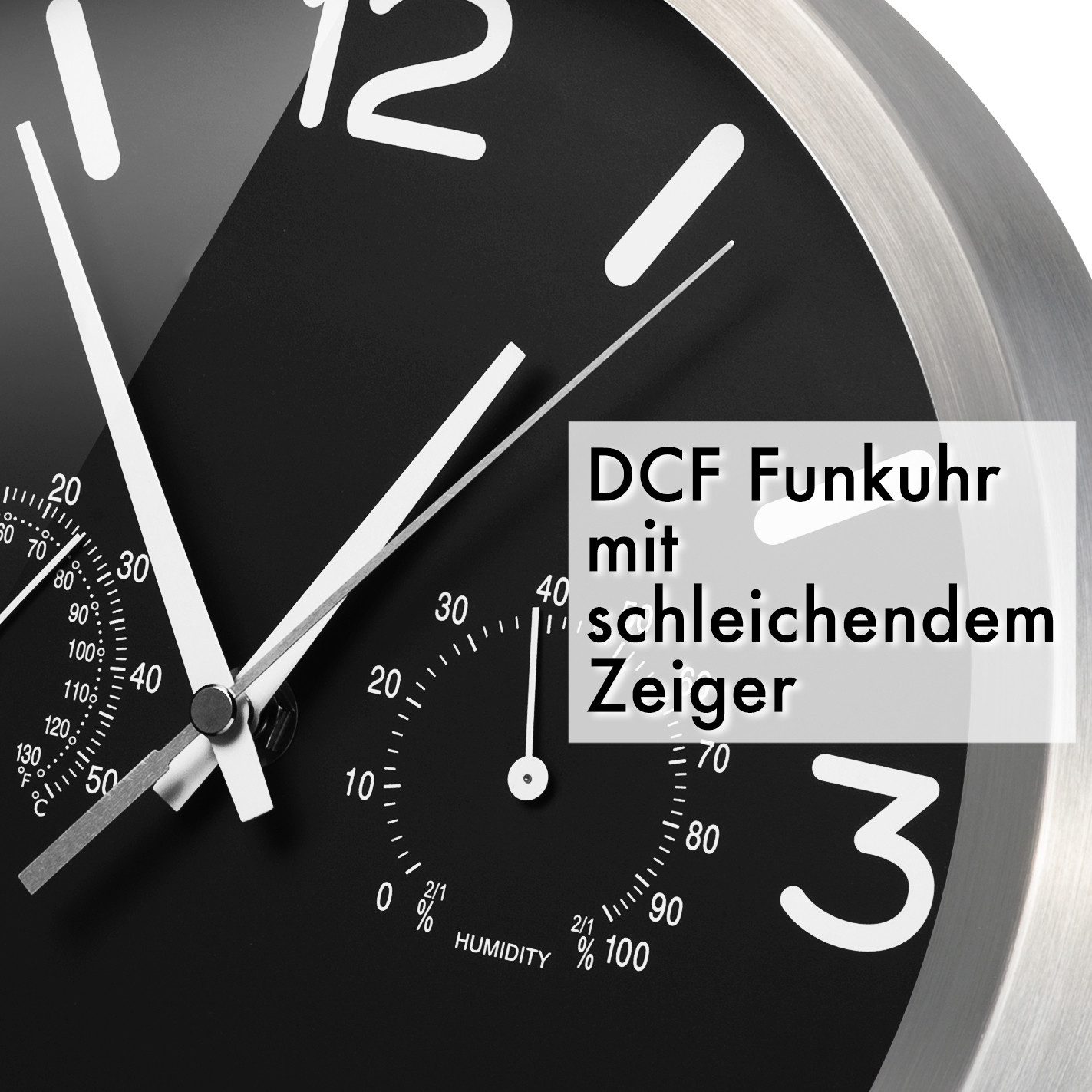 OPTUS Wanduhr OPTUS MyTime DCF Thermo-/Hygro-Wanduhr 25 cm – Bild 3 von 5