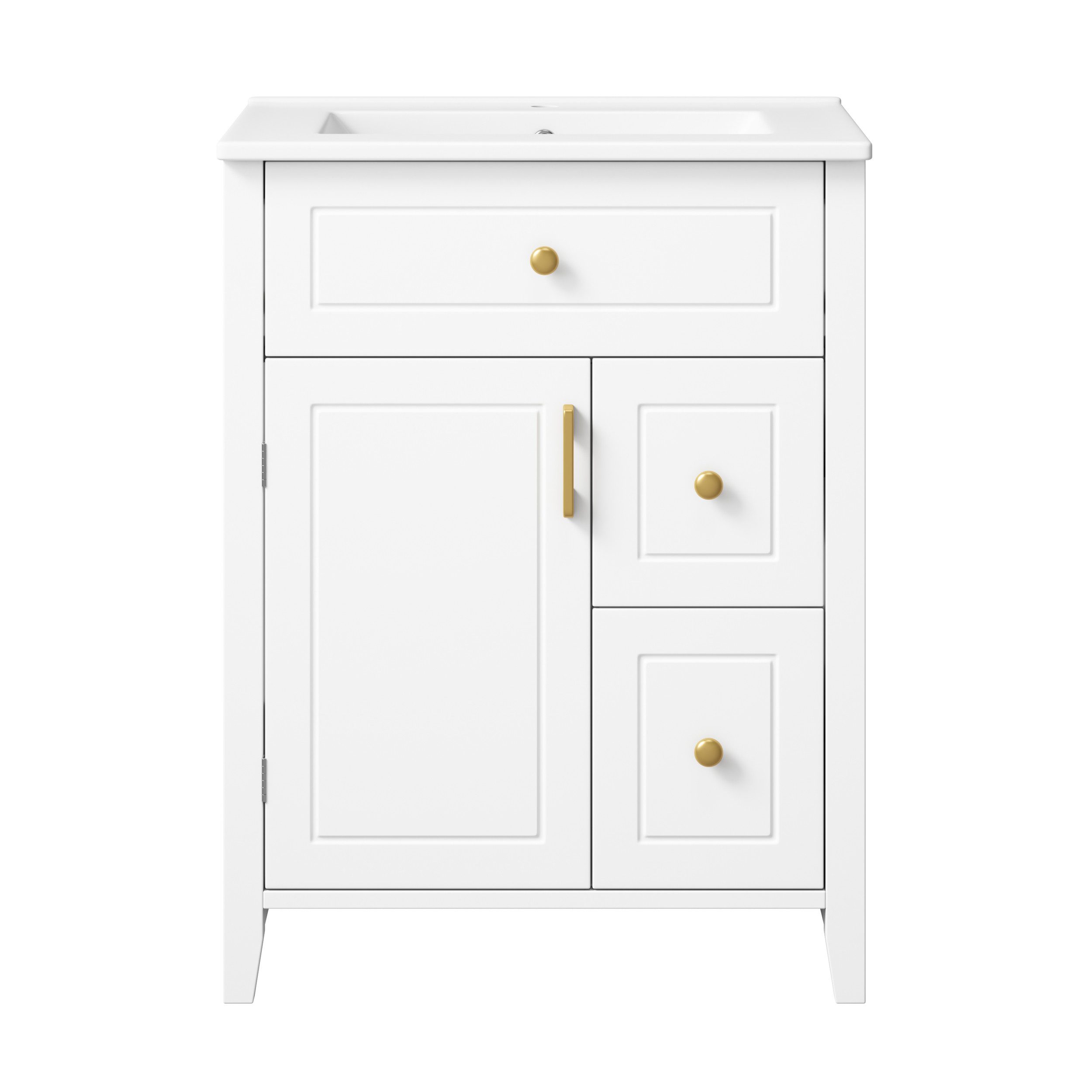 Flieks Waschtisch bodenstehender Waschbeckenunterschrank inkl. Keramik-Waschbecken (B61/T47/H87 cm, 1-St), Badezimmerschrank mit Soft-Close-Funktion Badmöbel We – Bild 4 von 5