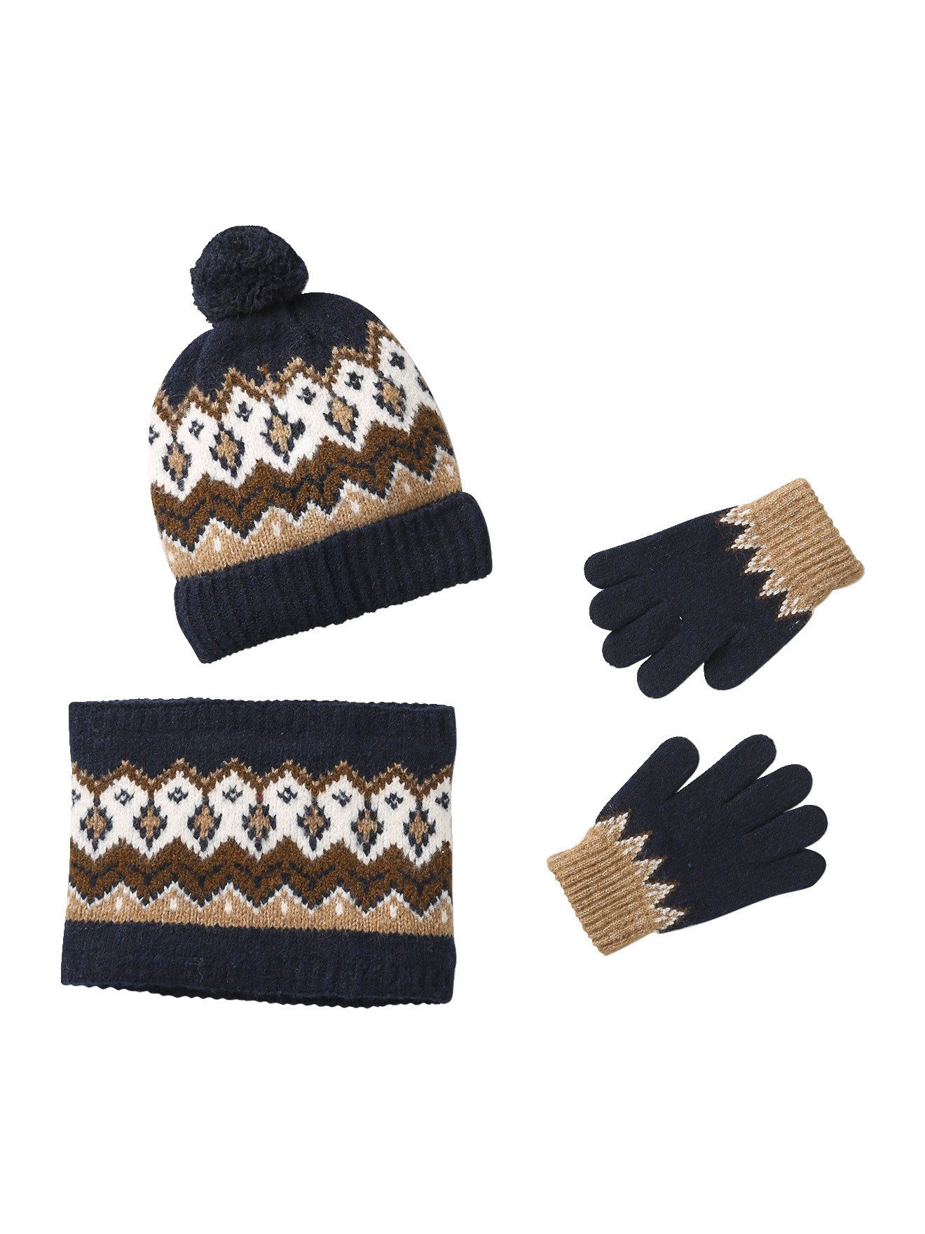 vertbaudet Mütze & Schal Set aus Mütze, Rundschal und Handschuhe Jungen