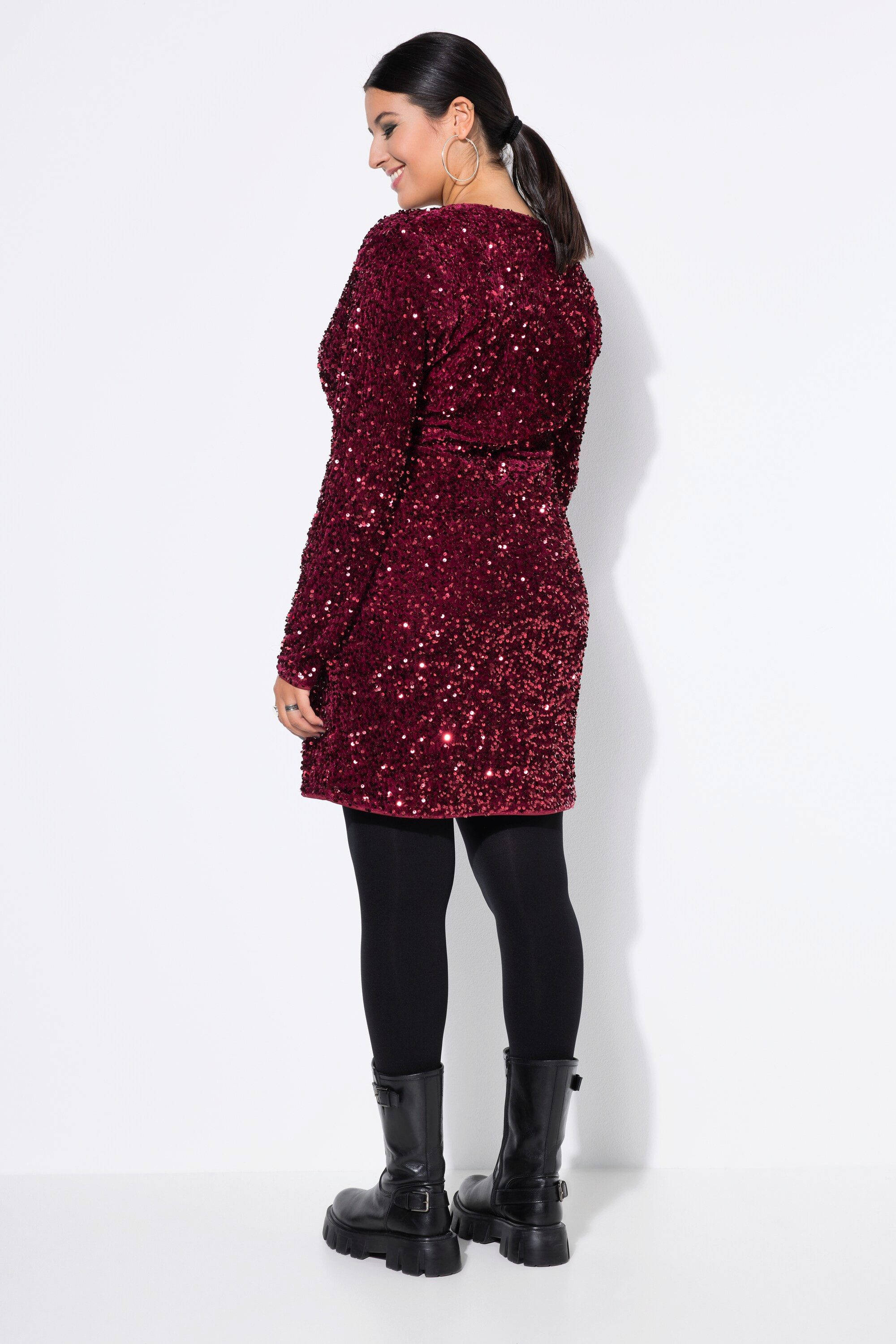 Studio Untold Minikleid Kleid Wickeloptik Pailletten V-Ausschnitt