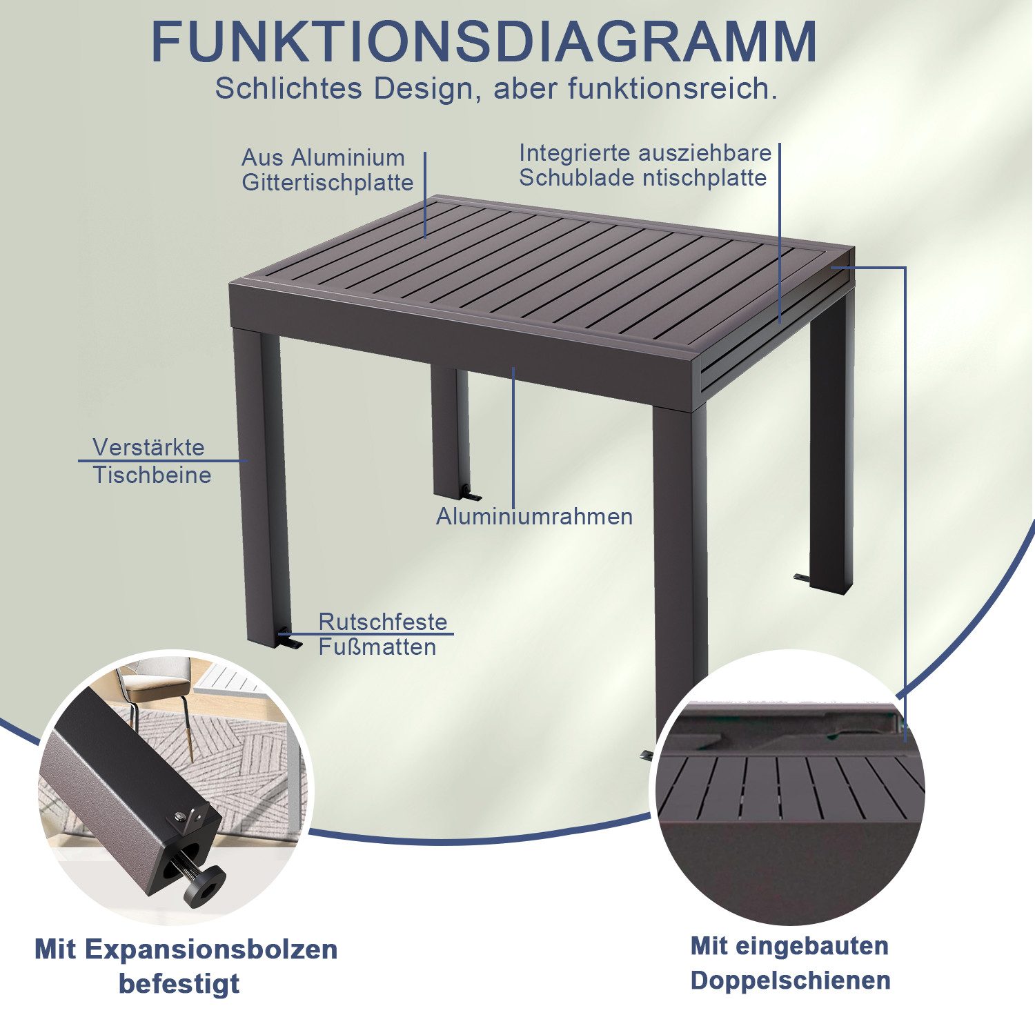 HOMALL Gartentisch Gartentisch Aluminium Ausziehtisch 80/160 günstig online kaufen