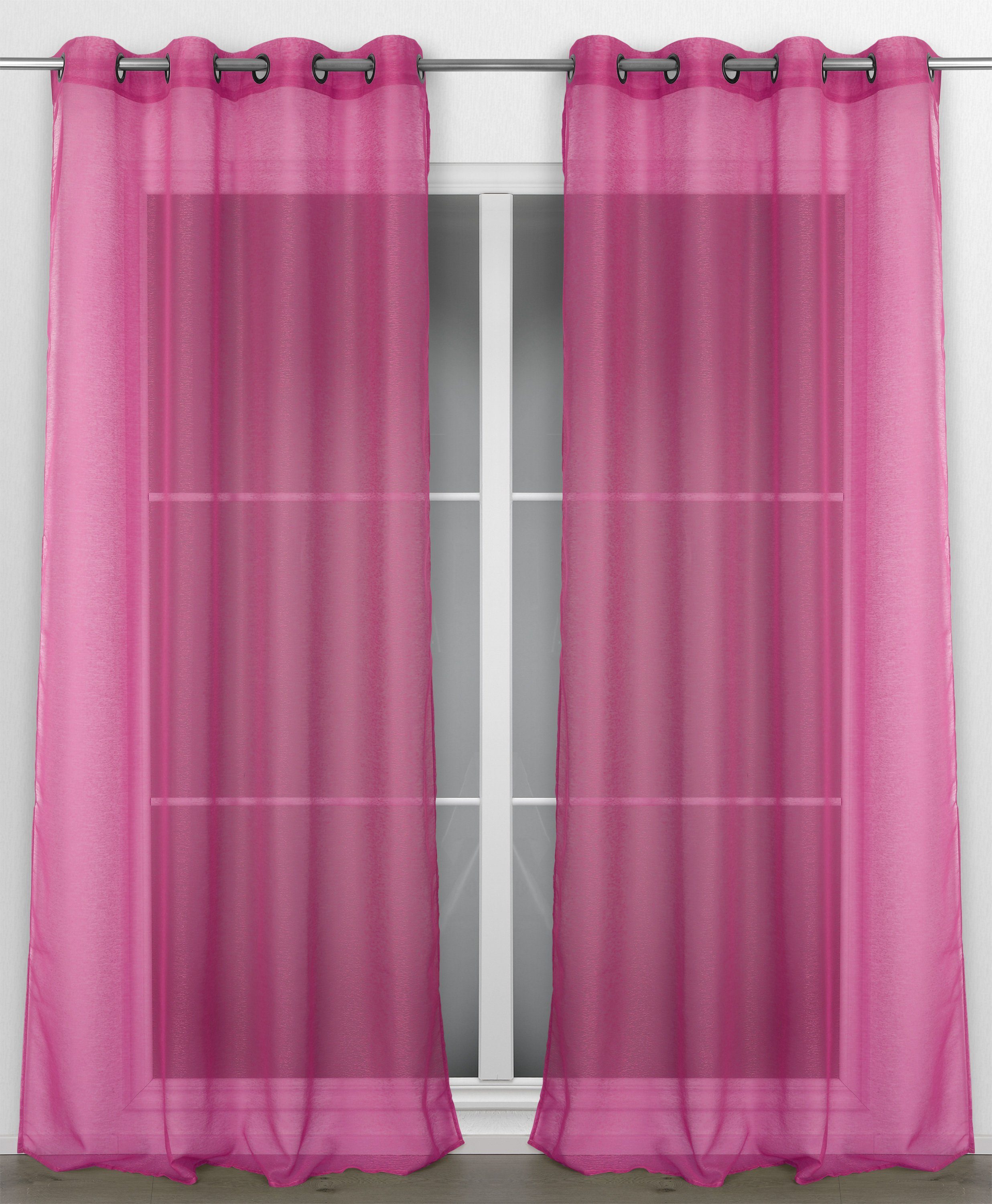 Ösen- Kräuselband Kräusel- wählbar mit Fuchsia Aufhängung, Transparente Beautex, und Dolly, Gardine St), Gardine transparent (1