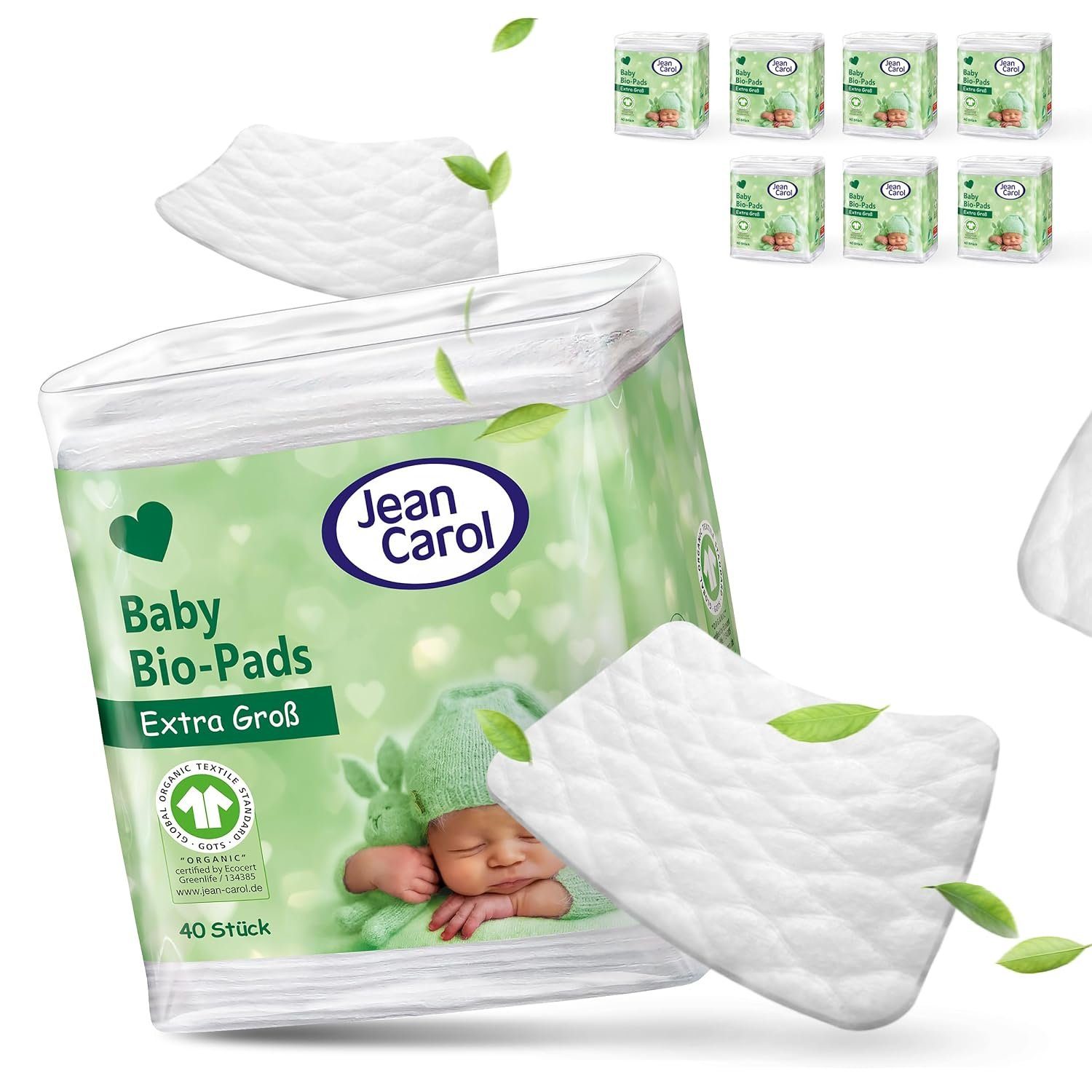 Jean Carol Wattepadspender BIO Wattepads Baby, Maxi, extra groß und fusselfrei 40 Stück, (1-tlg)
