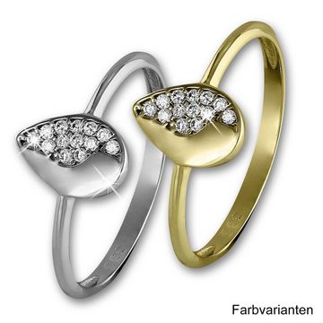 GoldDream Goldring GDR506YX GoldDream Gelbgold Damenring Blatt 8Kt (Fingerring), Damen Ring Blatt aus 333 Gelbgold - 8 Karat, Farbe: gold, weiß