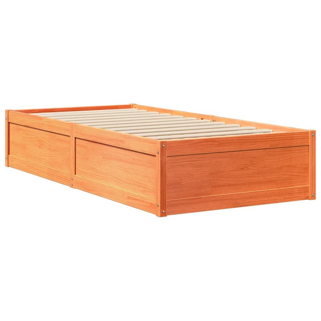 vidaXL Bett Massivholzbett ohne Matratze Wachsbraun 100x200 Kiefernholz