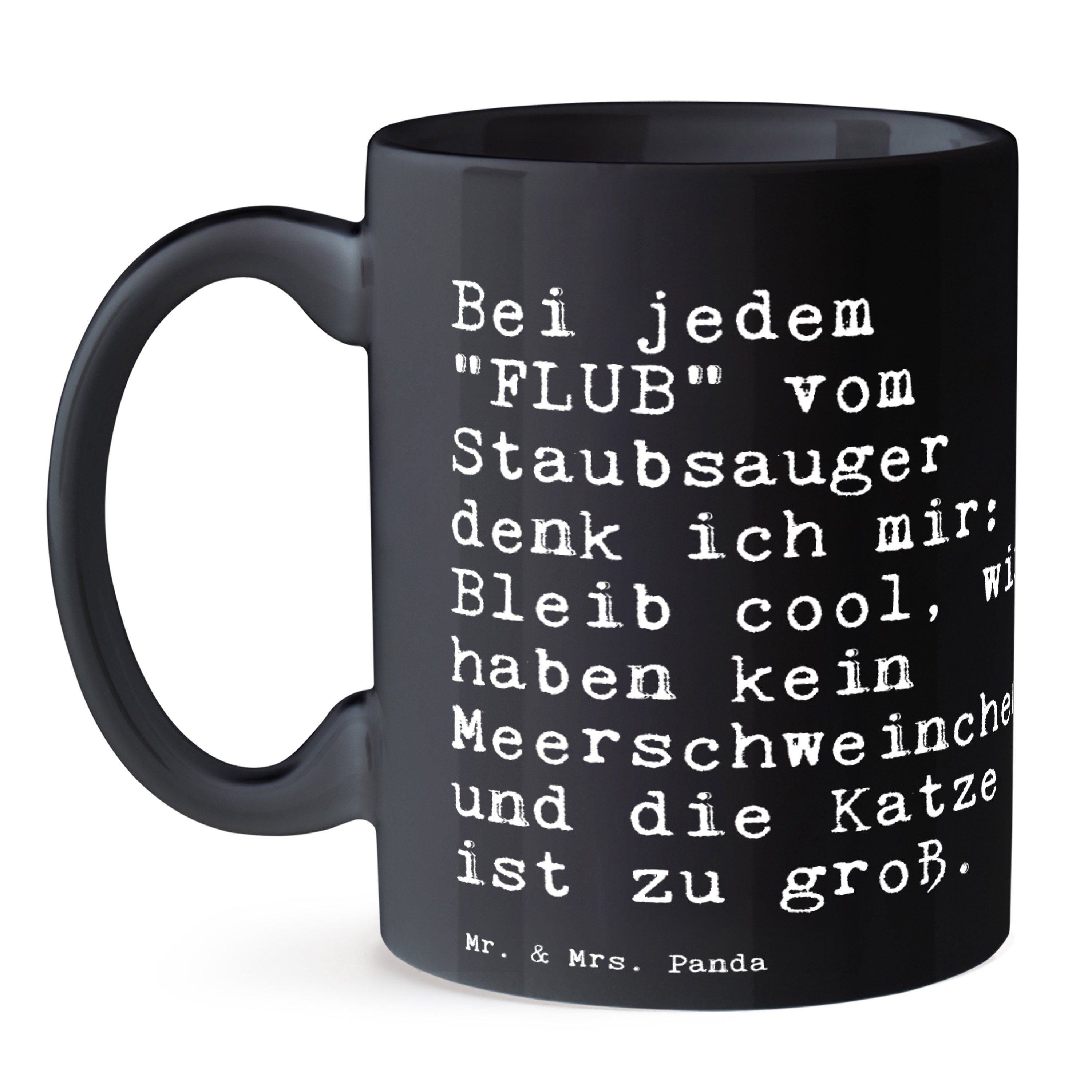 Sprüche, Bei Schwarz Spruch Mrs. & jedem Panda Familie, Schwarz Tasse - Geschenk, "FLUB" - Keramik vom... Mr.
