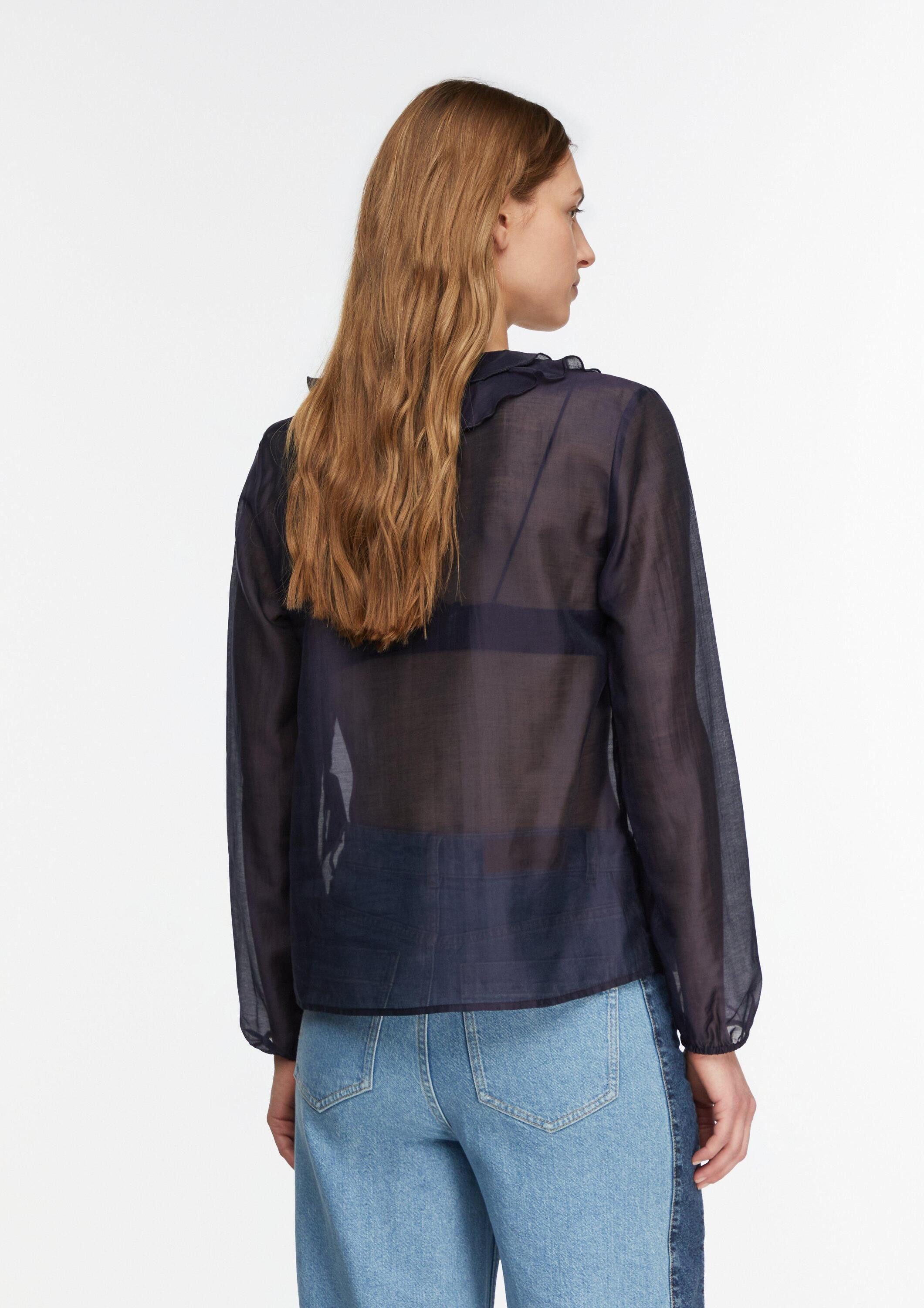 comma Langarmbluse Bluse Lyocell-Bluse mit Volants