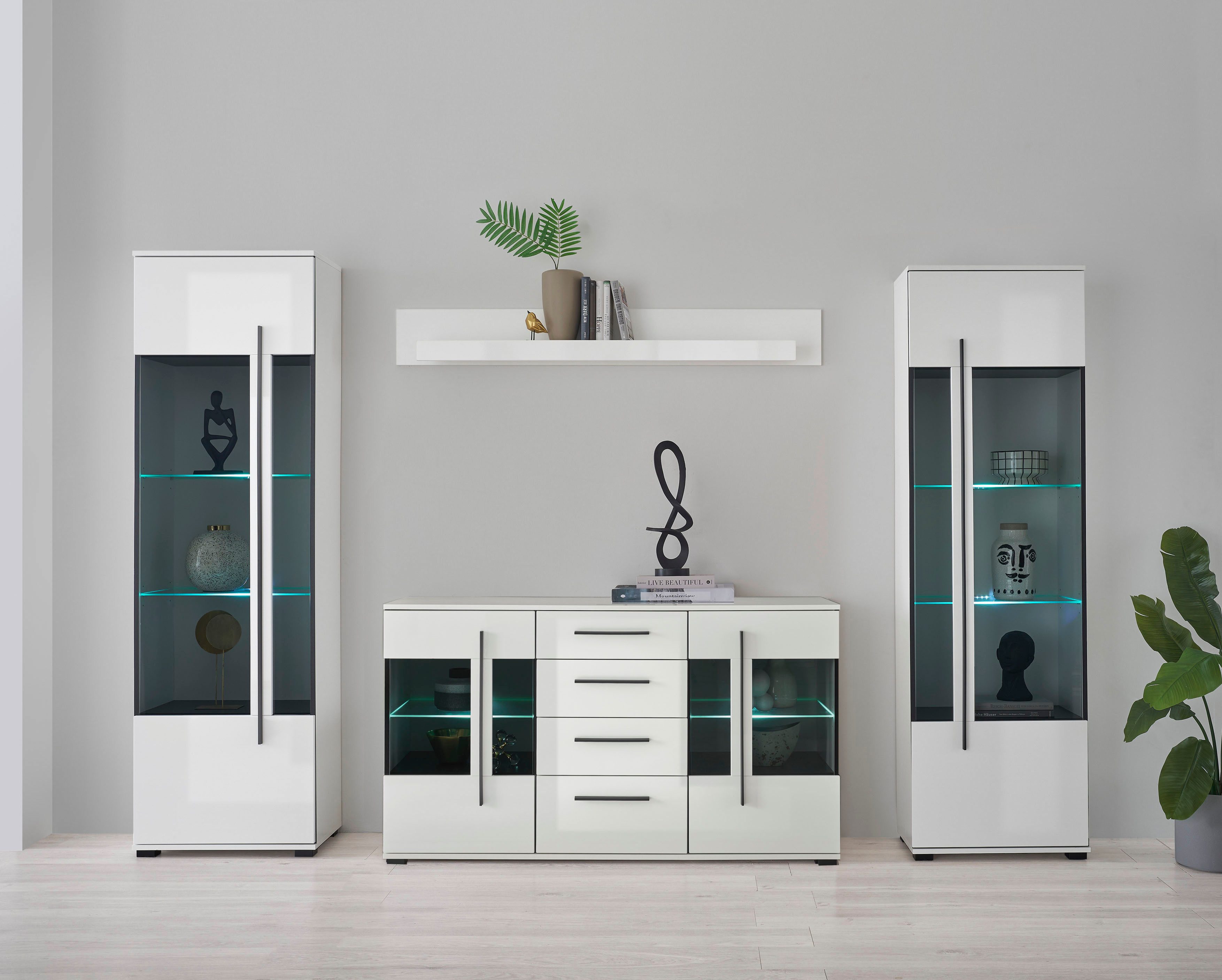 Home affaire Wohnwand Cantara, (Set, 4-St), enthält zwei Vitrinen, ein Side günstig online kaufen