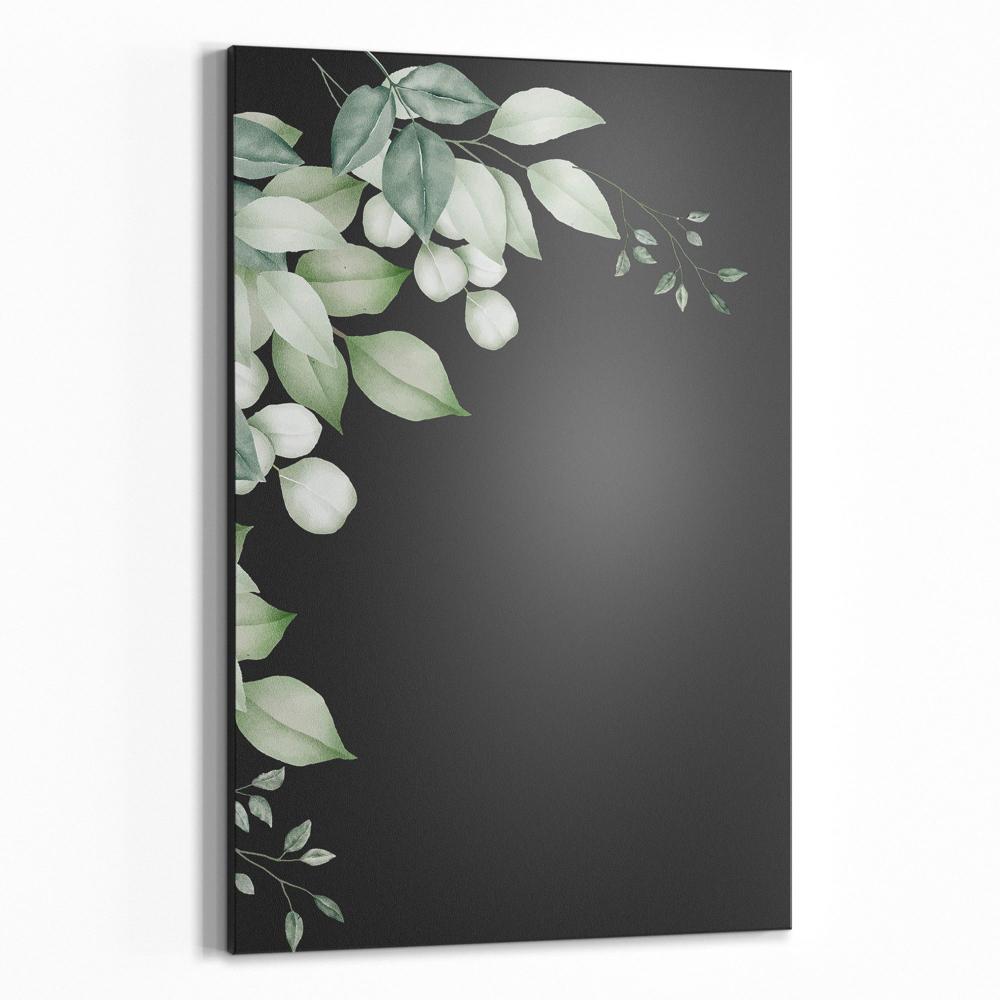 DEQORI Wandtafel 'Sanftes Blattwerk', (1-tlg), Metall Kreidetafel bedruckt Schreibtafel modern Schiefertafel Tafel